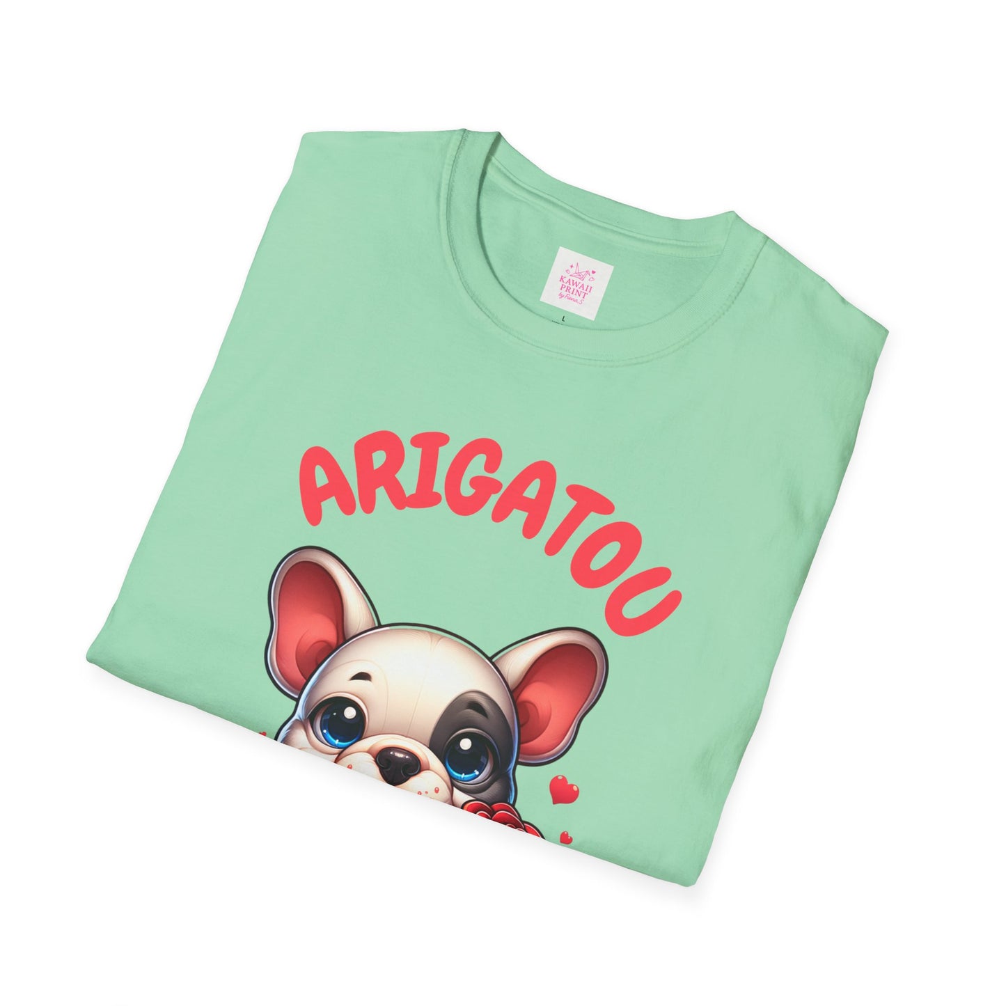 ARIGATOU French Bulldog Tee – Cute Thank You Dog with Rose