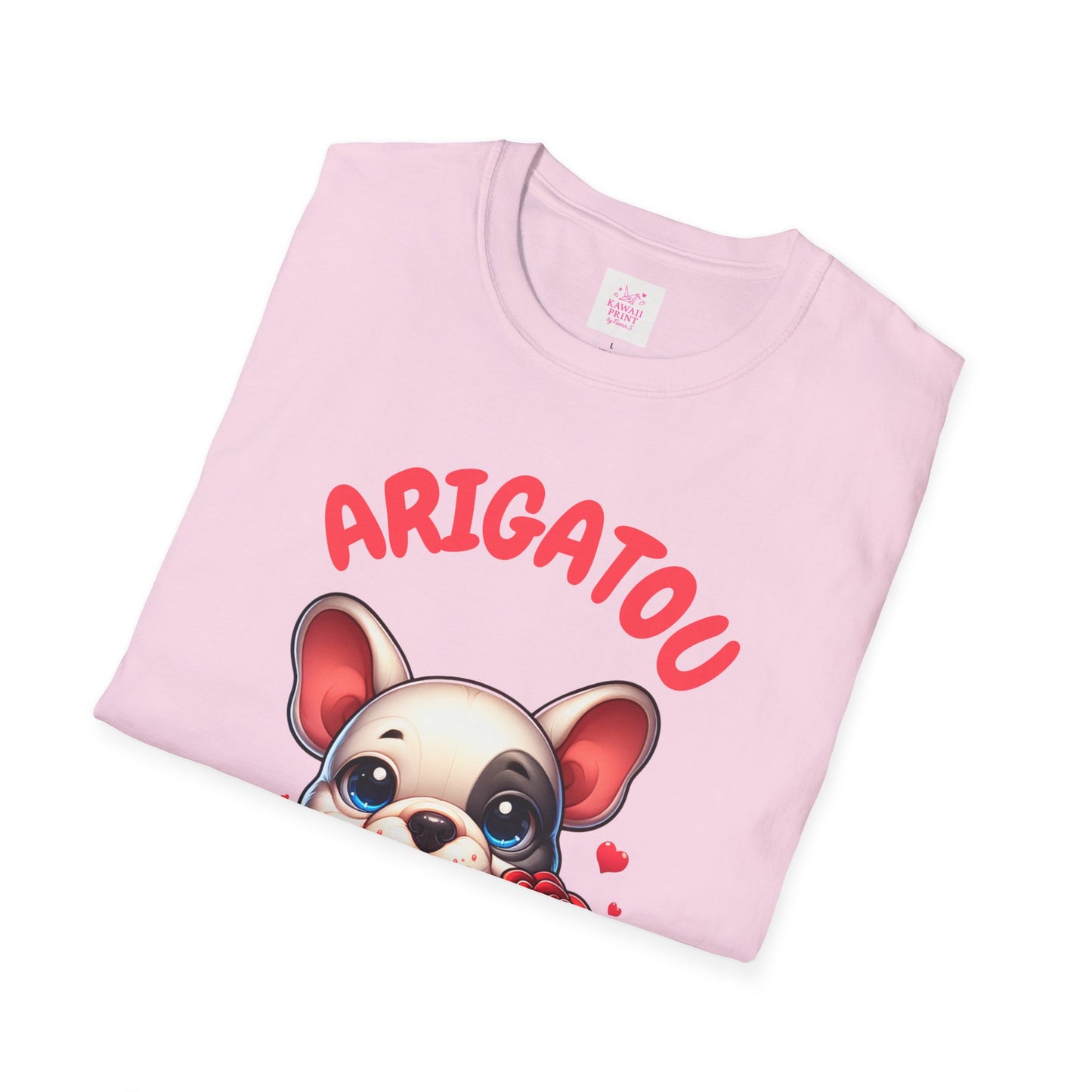 ARIGATOU French Bulldog Tee – Cute Thank You Dog with Rose