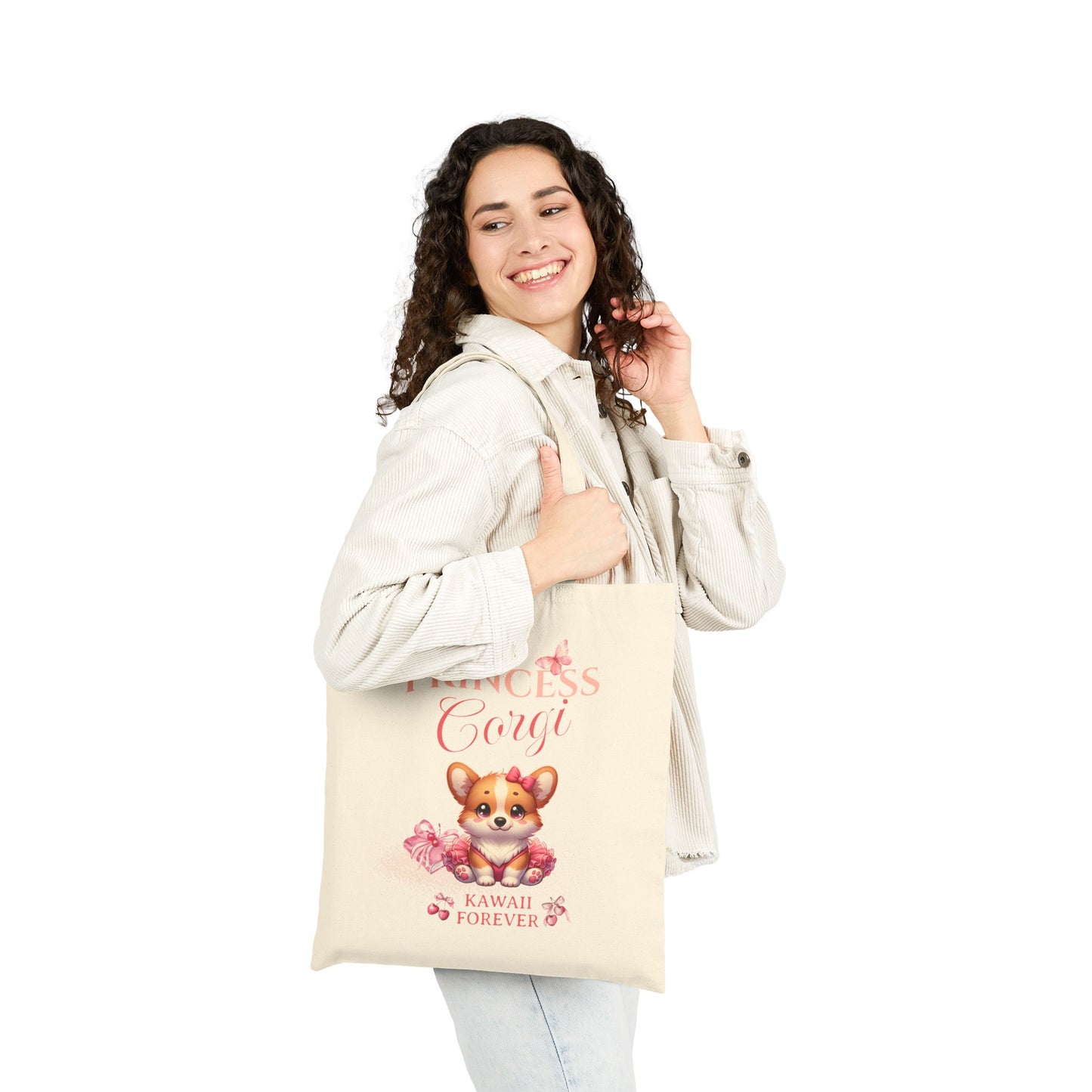 Kawaii Princess Corgi Tote Bag - Cute Canvas Bag for Pet Lovers