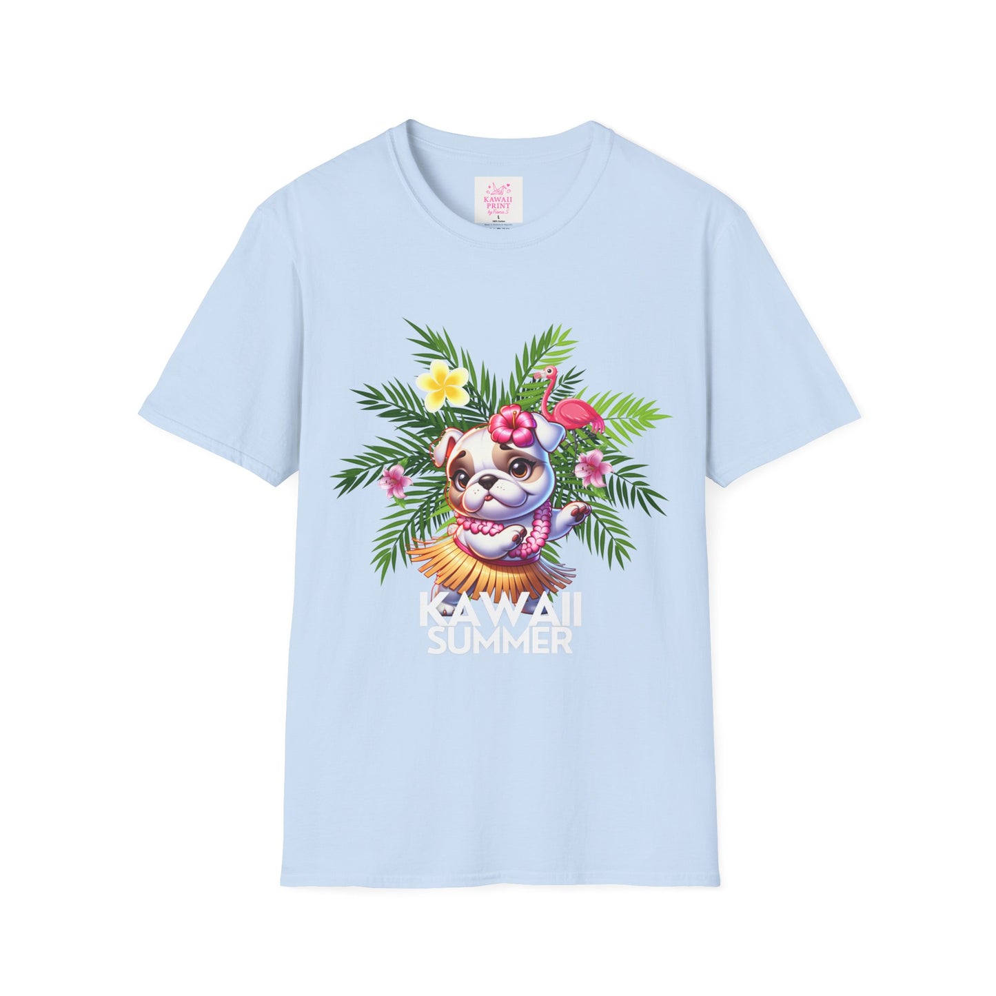 Hula Bulldog Tee Shirt, Cute Unisex Tee with Hawaiian Vibes, French Bulldog Graphic