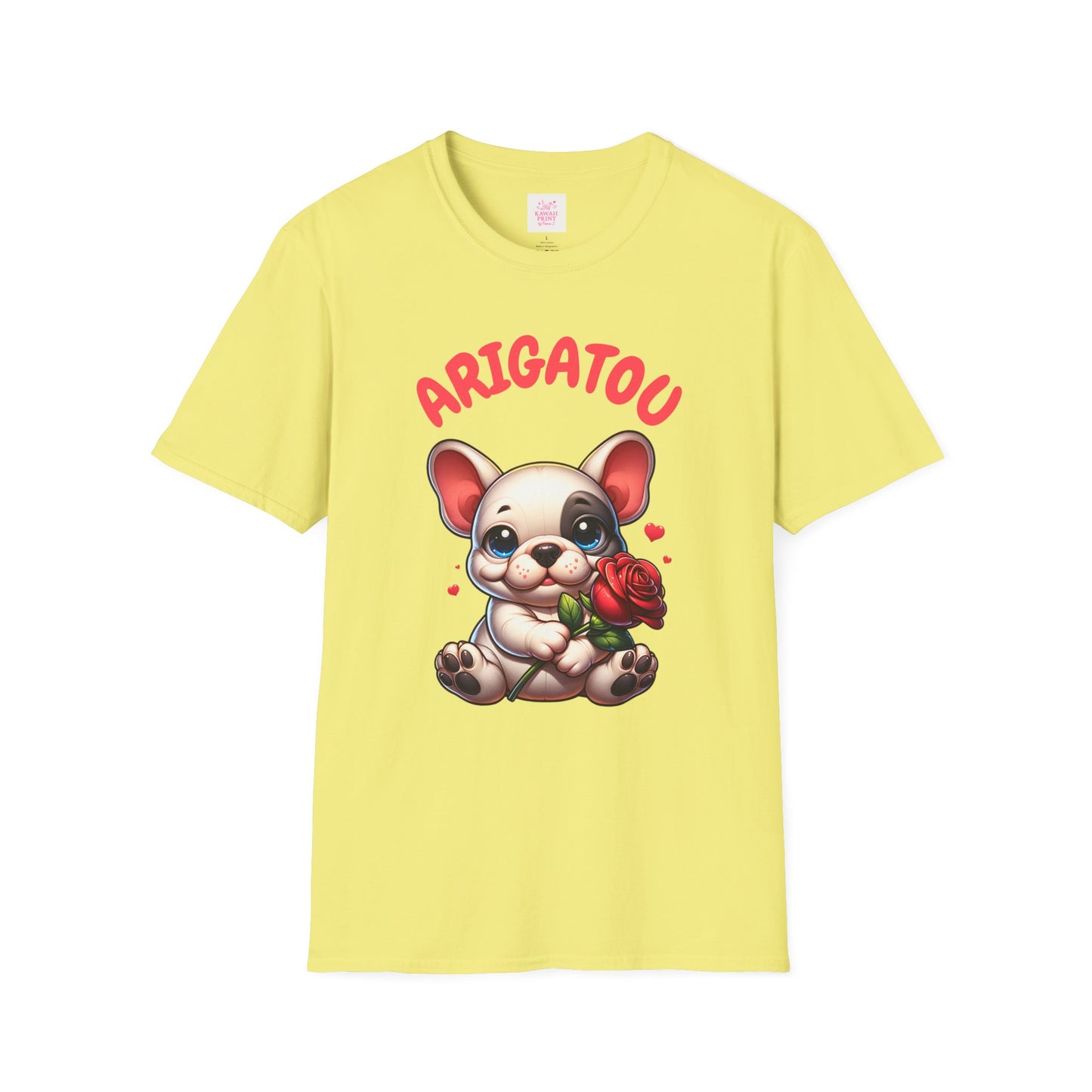 ARIGATOU French Bulldog Tee – Cute Thank You Dog with Rose