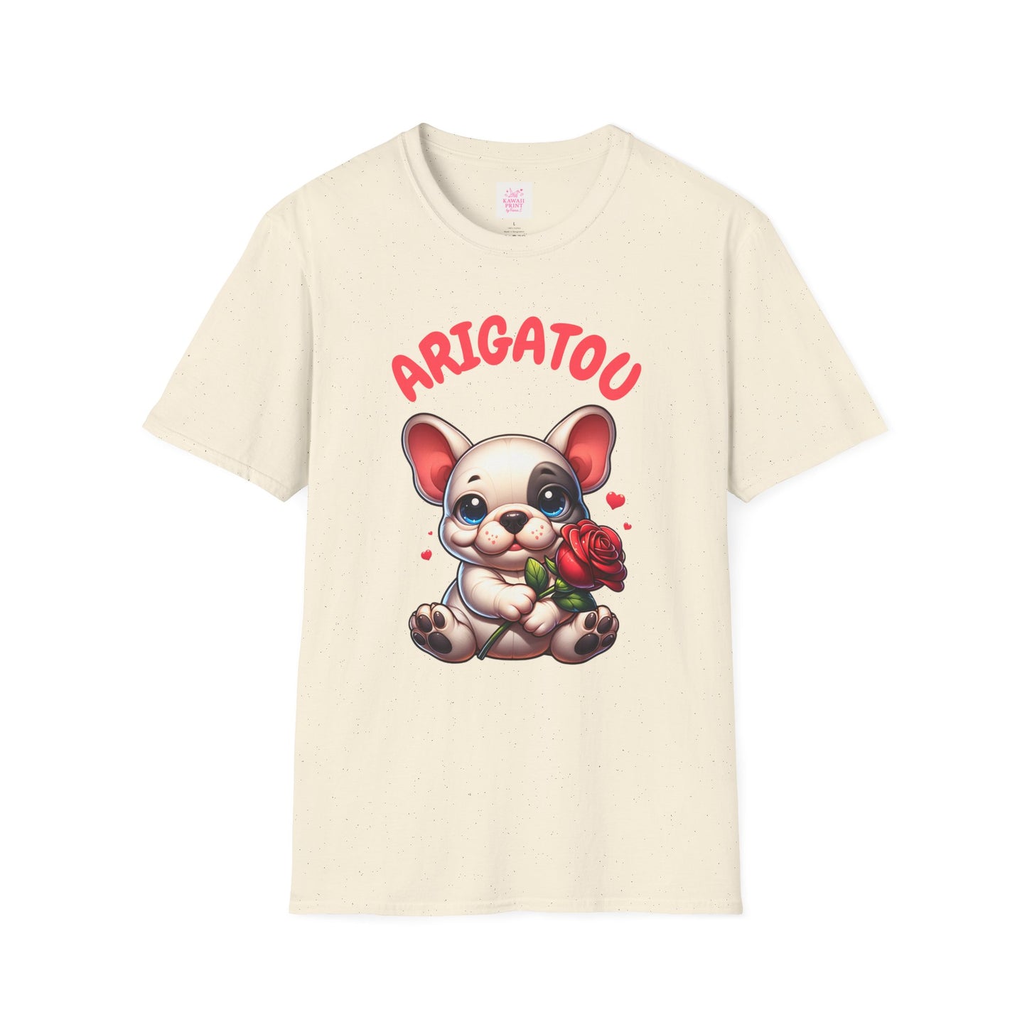 ARIGATOU French Bulldog Tee – Cute Thank You Dog with Rose