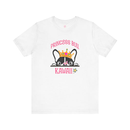 Princess Bull Kawaii T-Shirt (Bella+Canvas), French Bulldog with Crown | Pastel Colors | Cute Japanese-Inspired Design