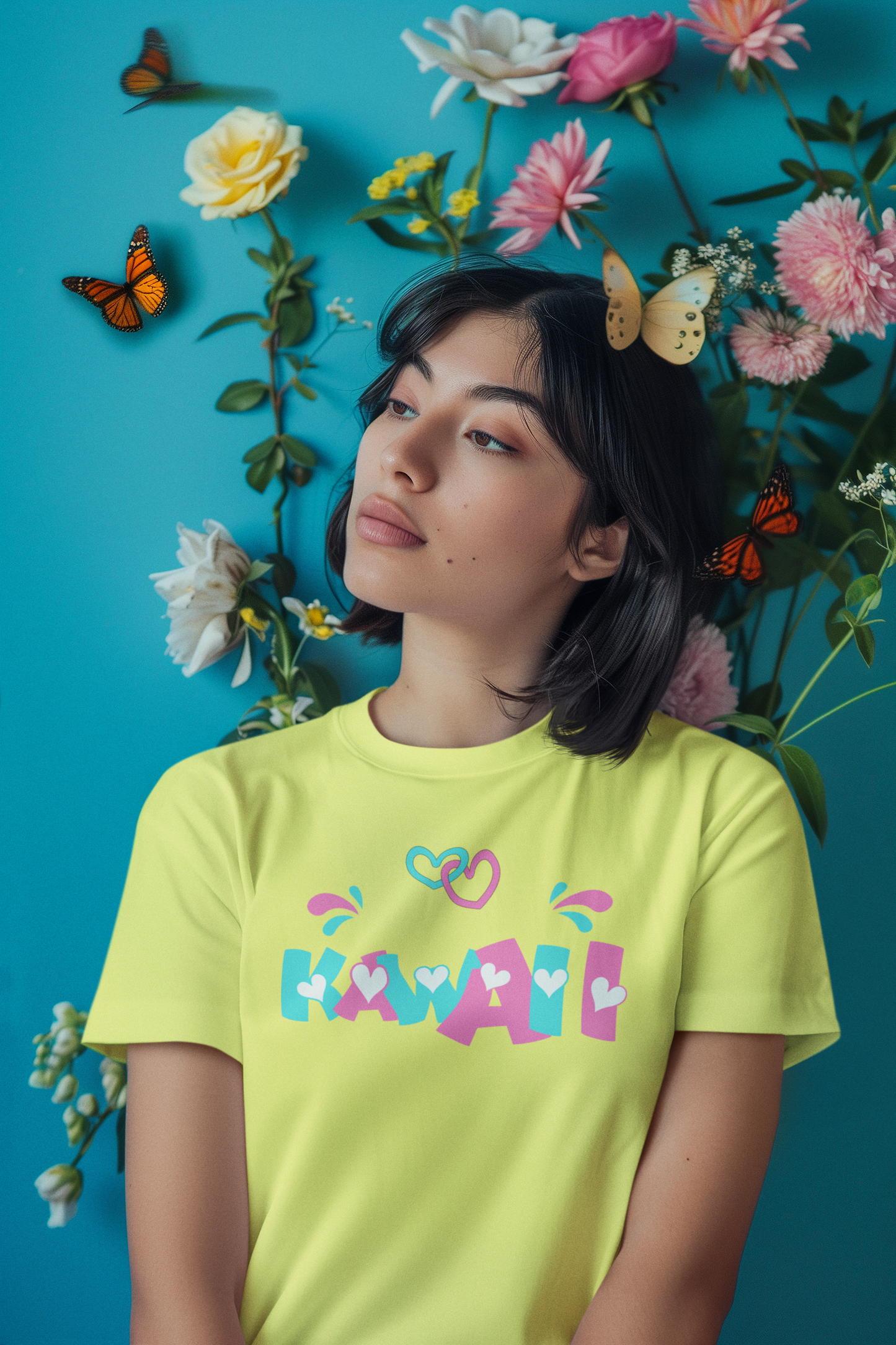 🎀KAWAII Pastel Hearts ❤️ T-Shirt(Bella+Canvas 3001), Colorful Cute Japanese Aesthetic Tee for Unisex Gift