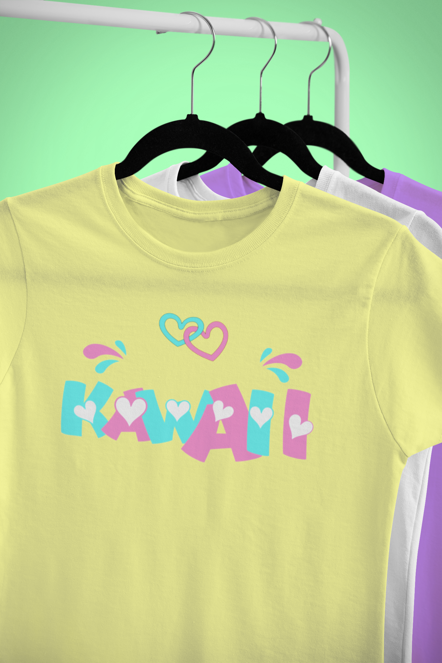🎀KAWAII Pastel Hearts ❤️ T-Shirt(Bella+Canvas 3001), Colorful Cute Japanese Aesthetic Tee for Unisex Gift