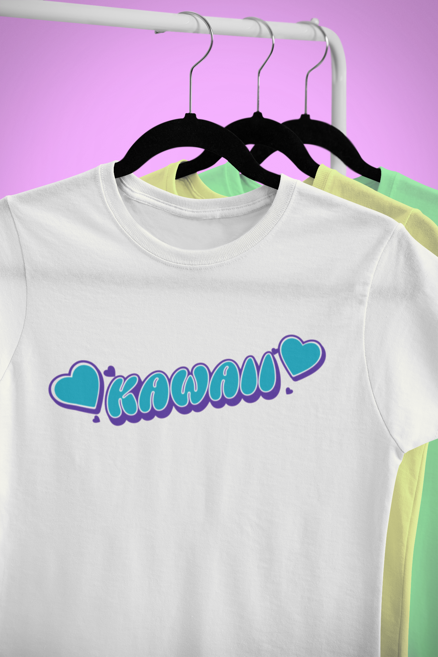 🎀KAWAII Retro Bubble Letter T-Shirt (Bella+Canvas 3001), Cute Pop Every Day Casual Wear