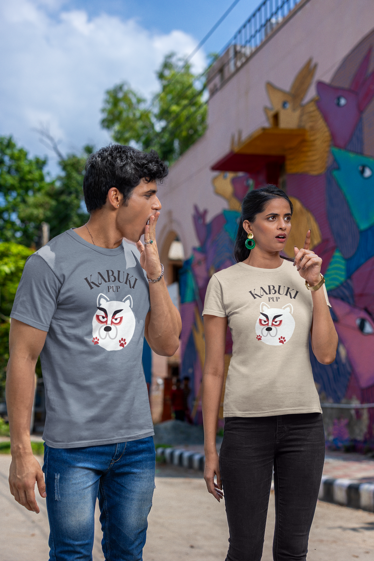 Kabuki Pup Graphic Tee β Front & Back Japanese-Inspired Print