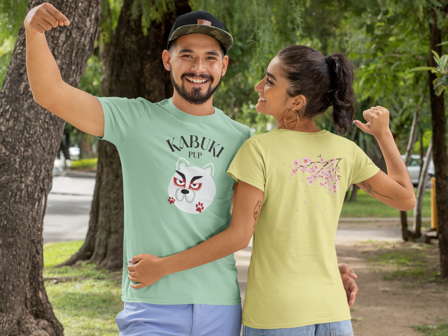 Kabuki Pup Graphic Tee β Front & Back Japanese-Inspired Print