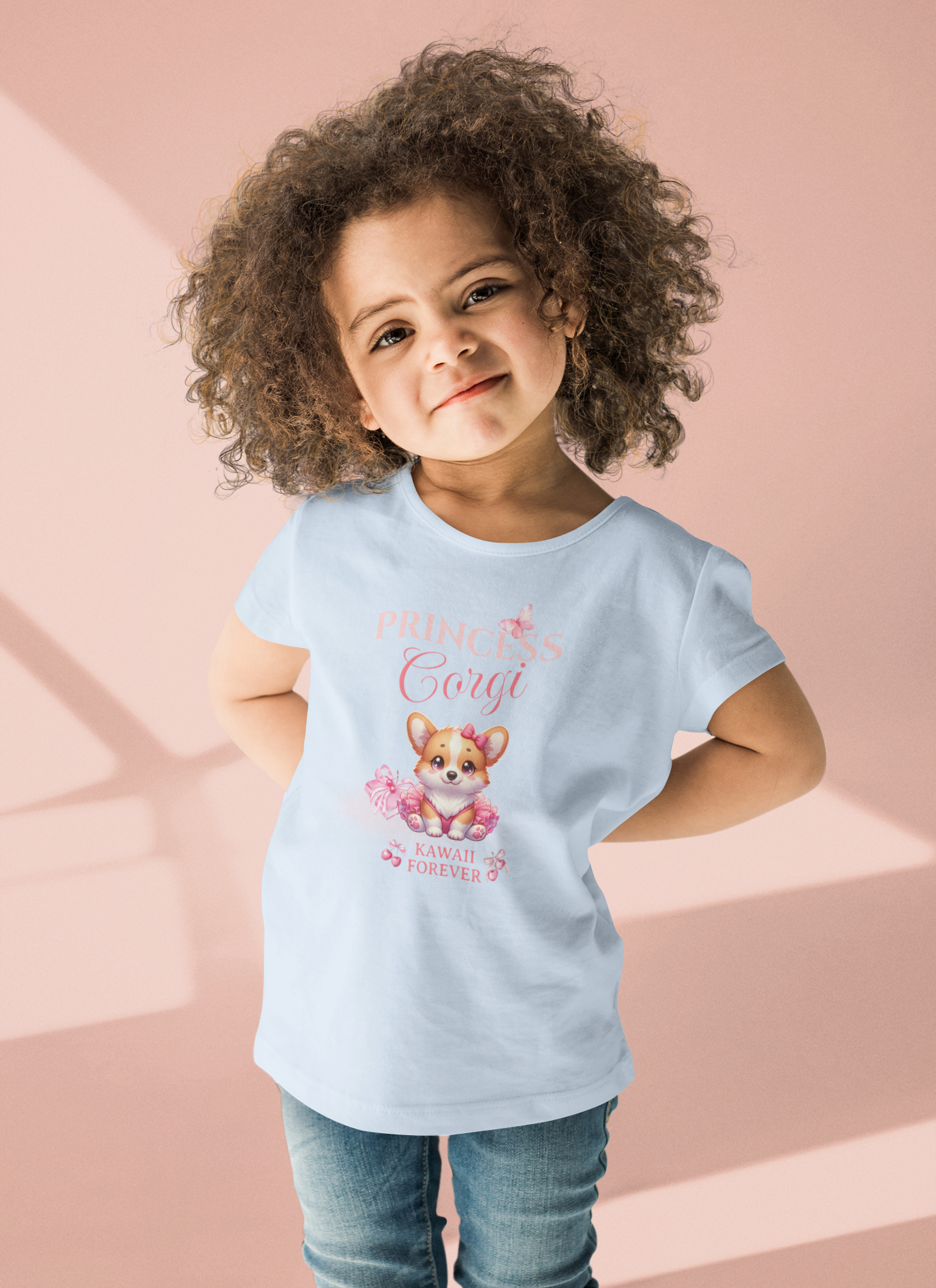 👑Princess Corgi Kids Tee, Messy Coquette × KAWAII FOREVER❤️