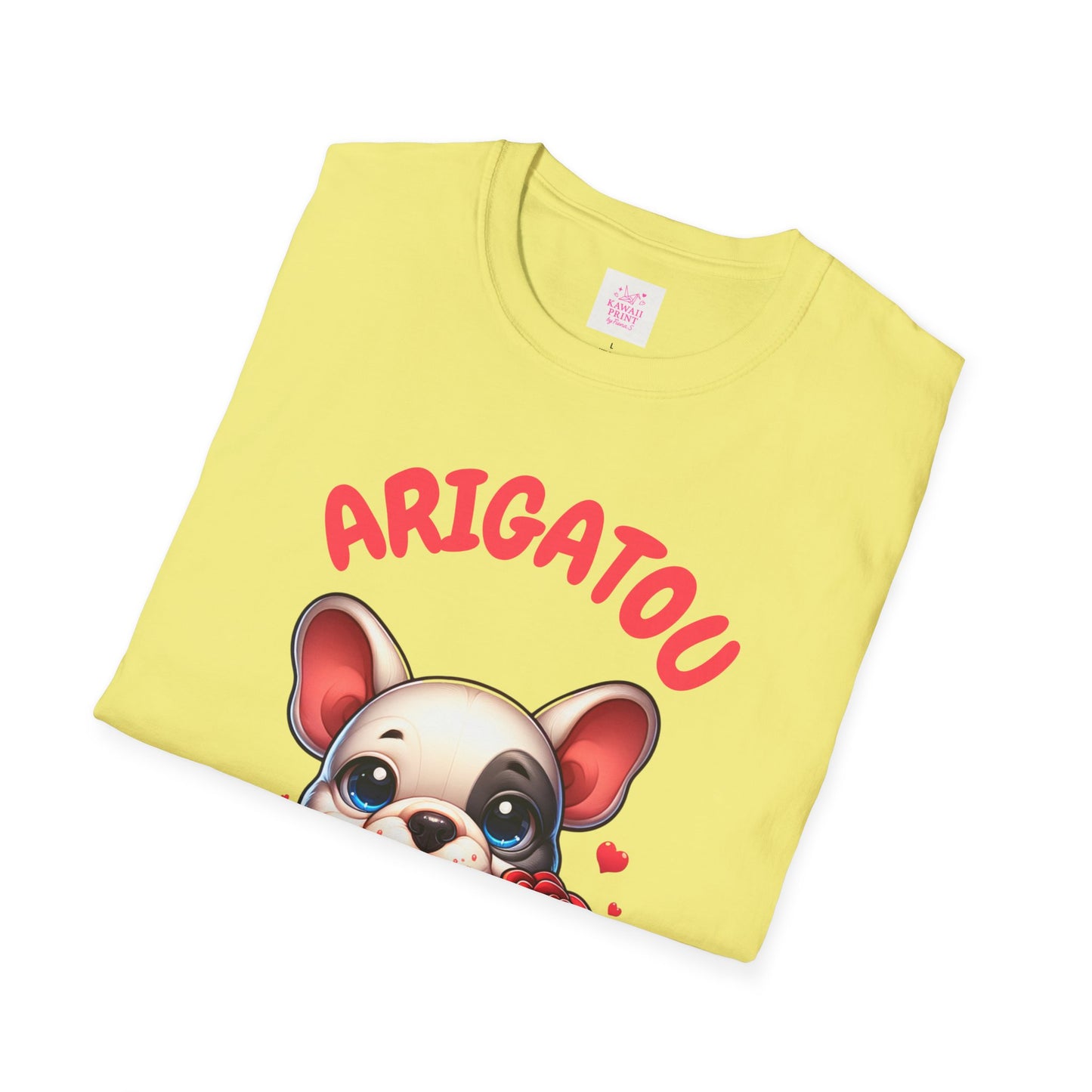 ARIGATOU French Bulldog Tee – Cute Thank You Dog with Rose