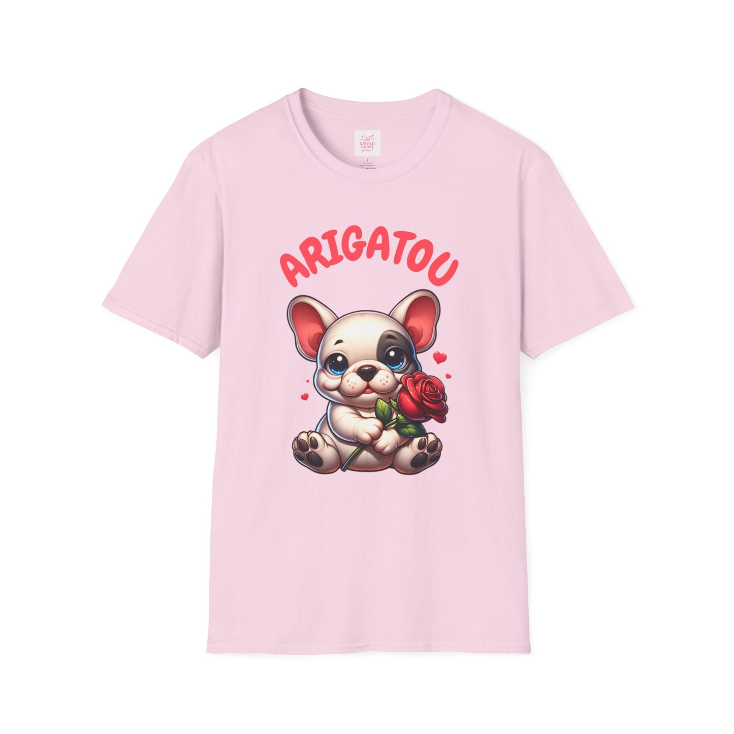 ARIGATOU French Bulldog Tee – Cute Thank You Dog with Rose