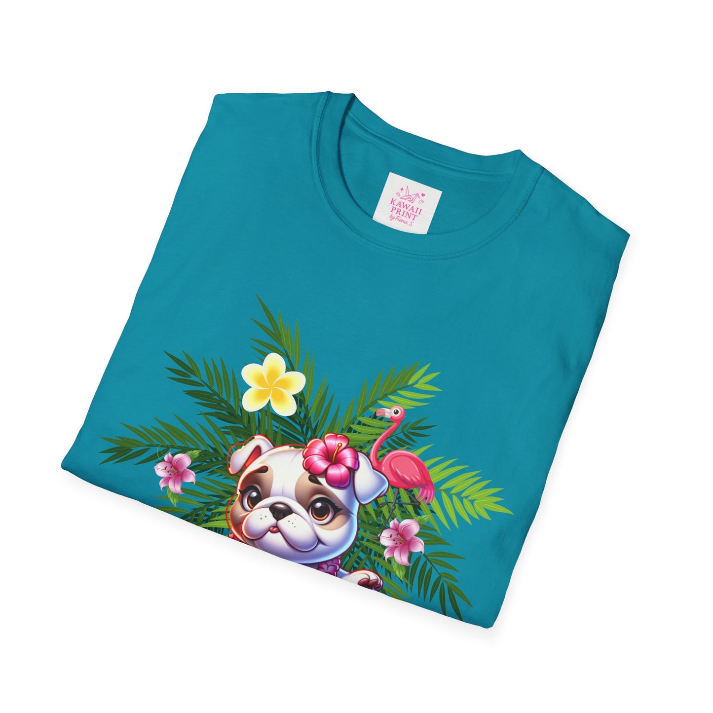 Hula Bulldog Tee Shirt, Cute Unisex Tee with Hawaiian Vibes, French Bulldog Graphic