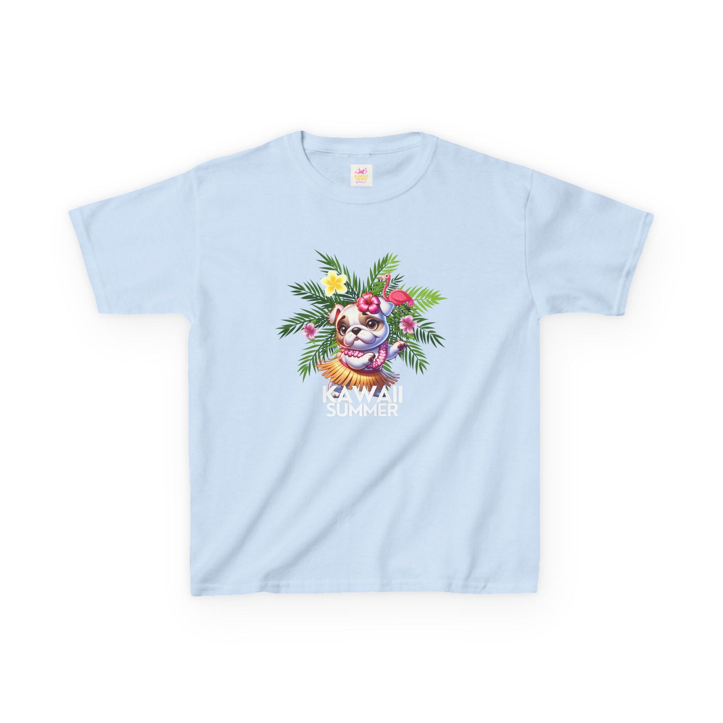 Hula Bulldog Kids Tee Shirt,  Cute Hawaiian Frenchie Tee for kids