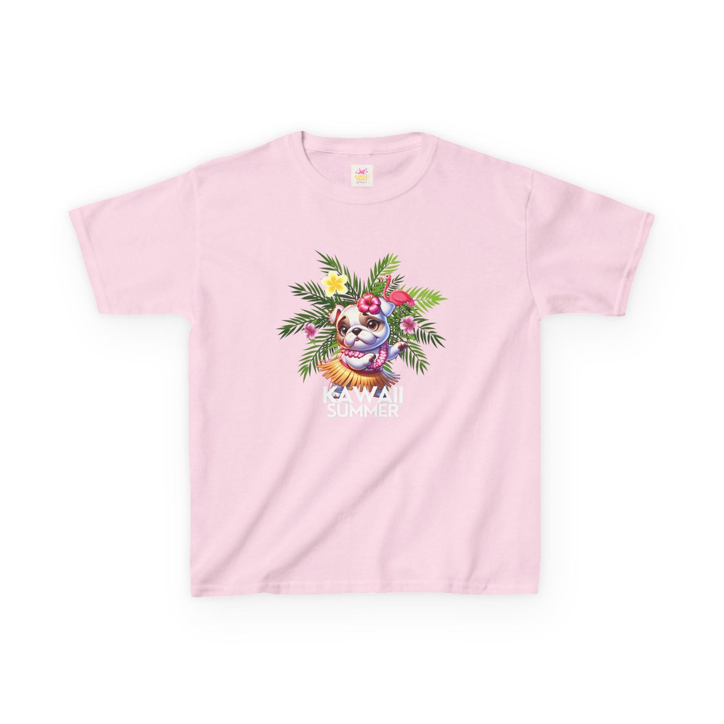 Hula Bulldog Kids Tee Shirt,  Cute Hawaiian Frenchie Tee for kids
