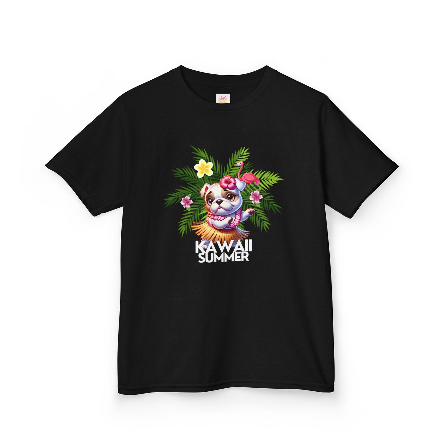 Hula Bulldog Kids Tee Shirt,  Cute Hawaiian Frenchie Tee for kids