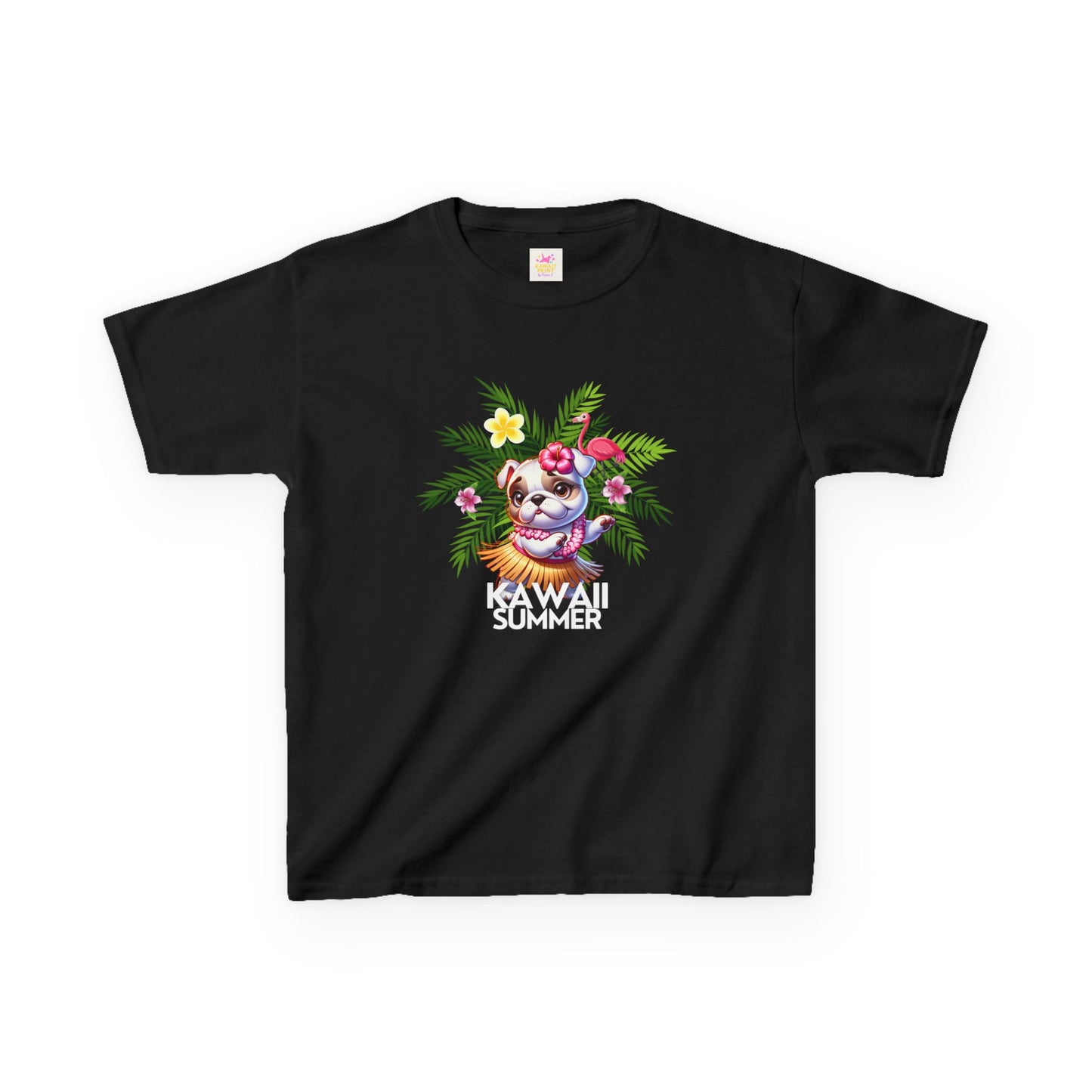 Hula Bulldog Kids Tee Shirt,  Cute Hawaiian Frenchie Tee for kids