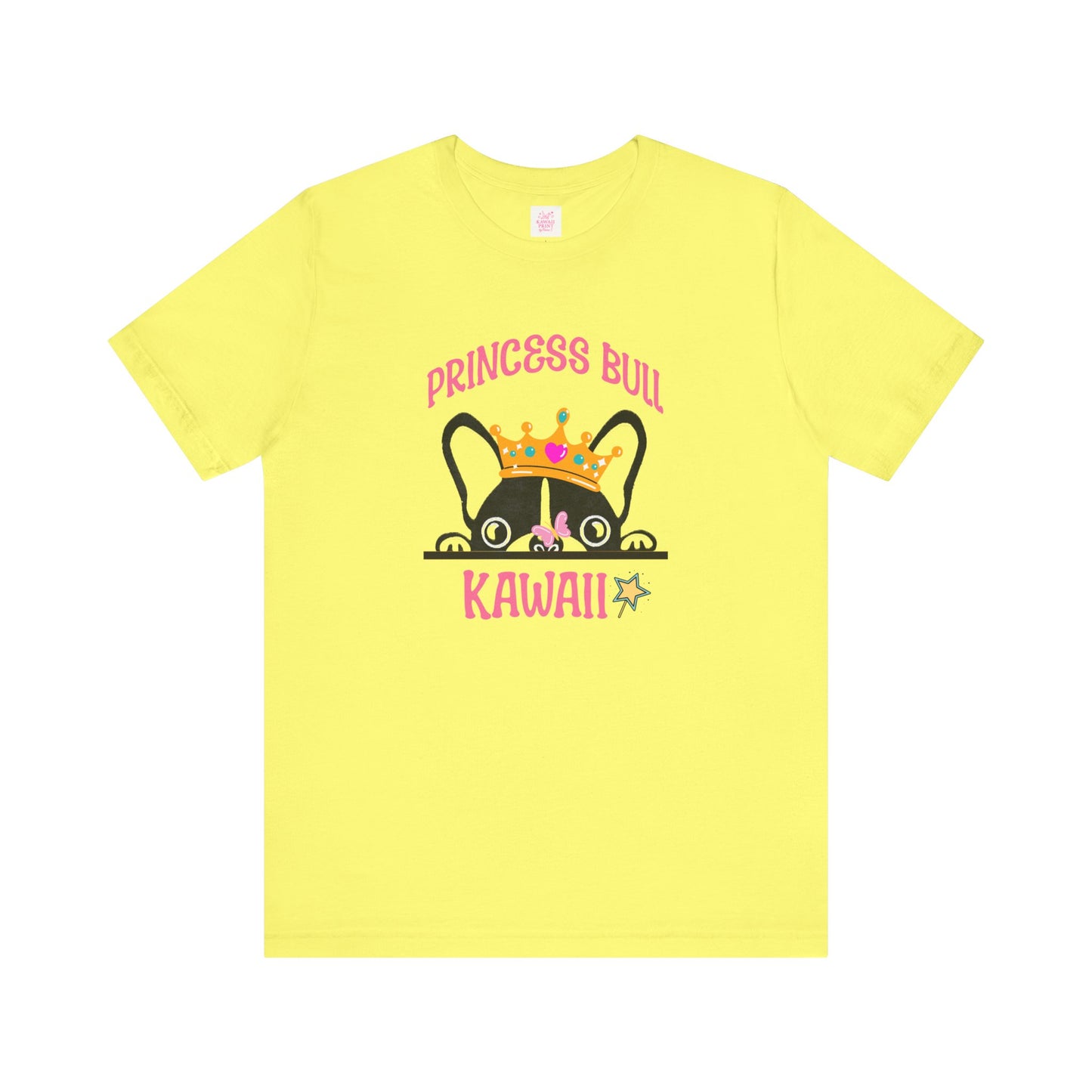 Princess Bull Kawaii T-Shirt (Bella+Canvas), French Bulldog with Crown | Pastel Colors | Cute Japanese-Inspired Design