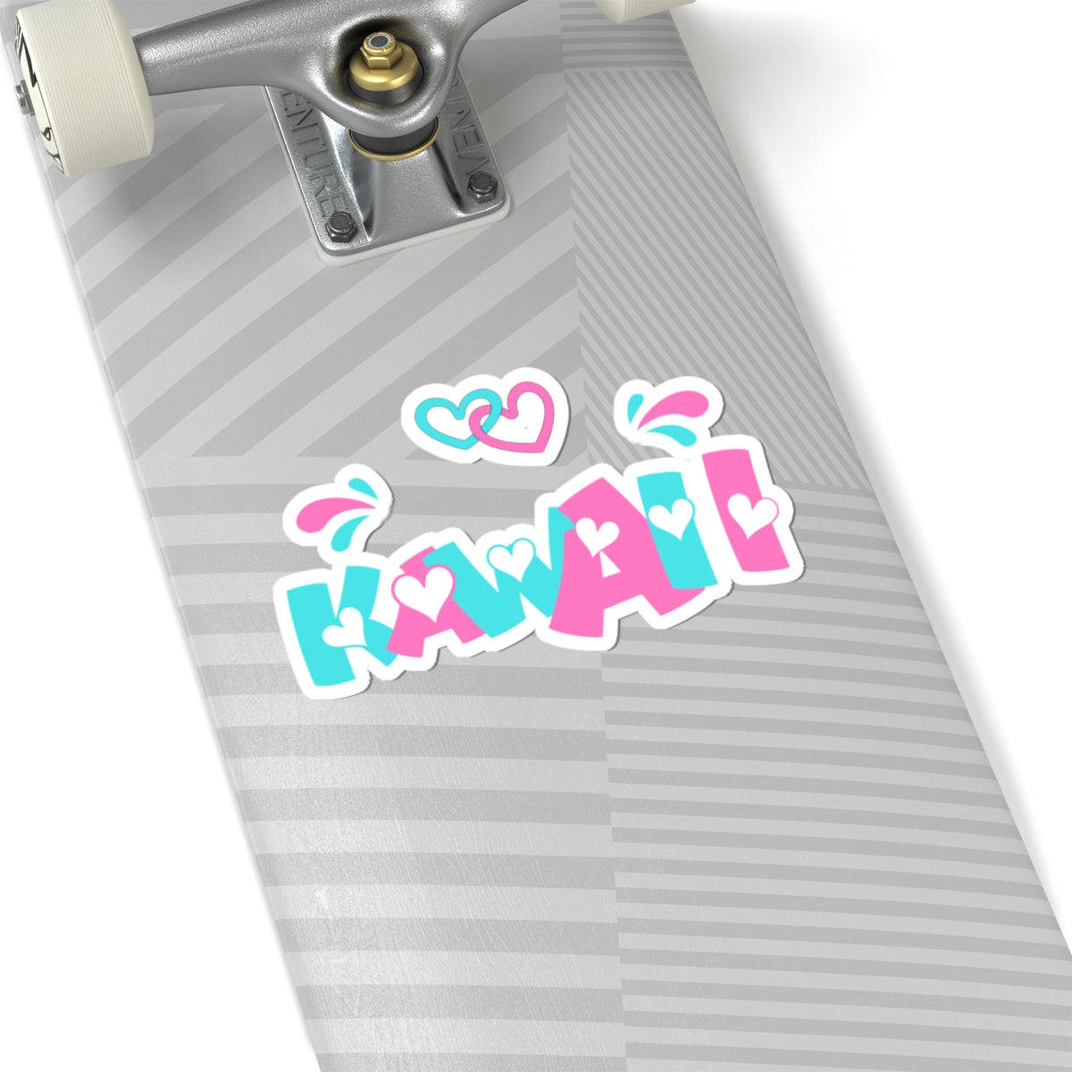 KAWAII Pop Letter Sticker – Cute Pink & Aqua Kiss-Cut Vinyl Decal with Hearts