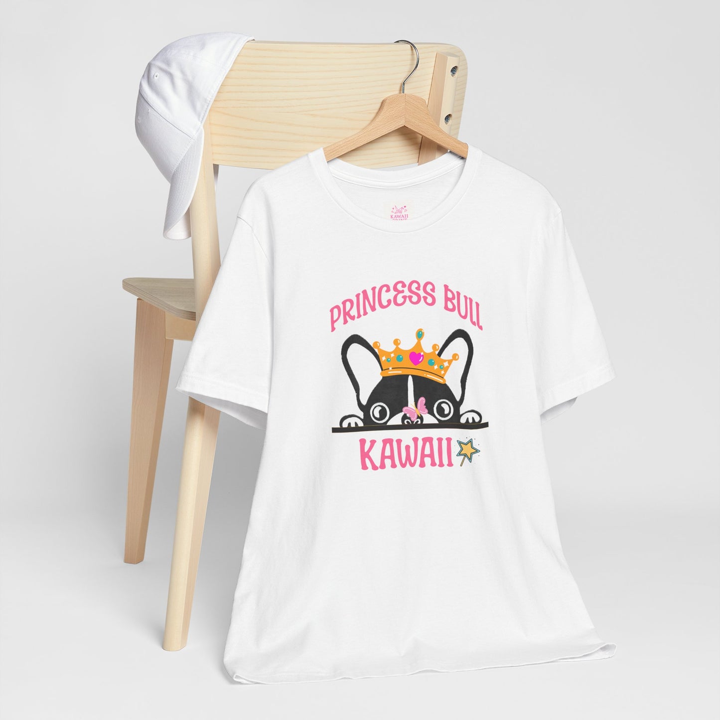 Princess Bull Kawaii T-Shirt (Bella+Canvas), French Bulldog with Crown | Pastel Colors | Cute Japanese-Inspired Design