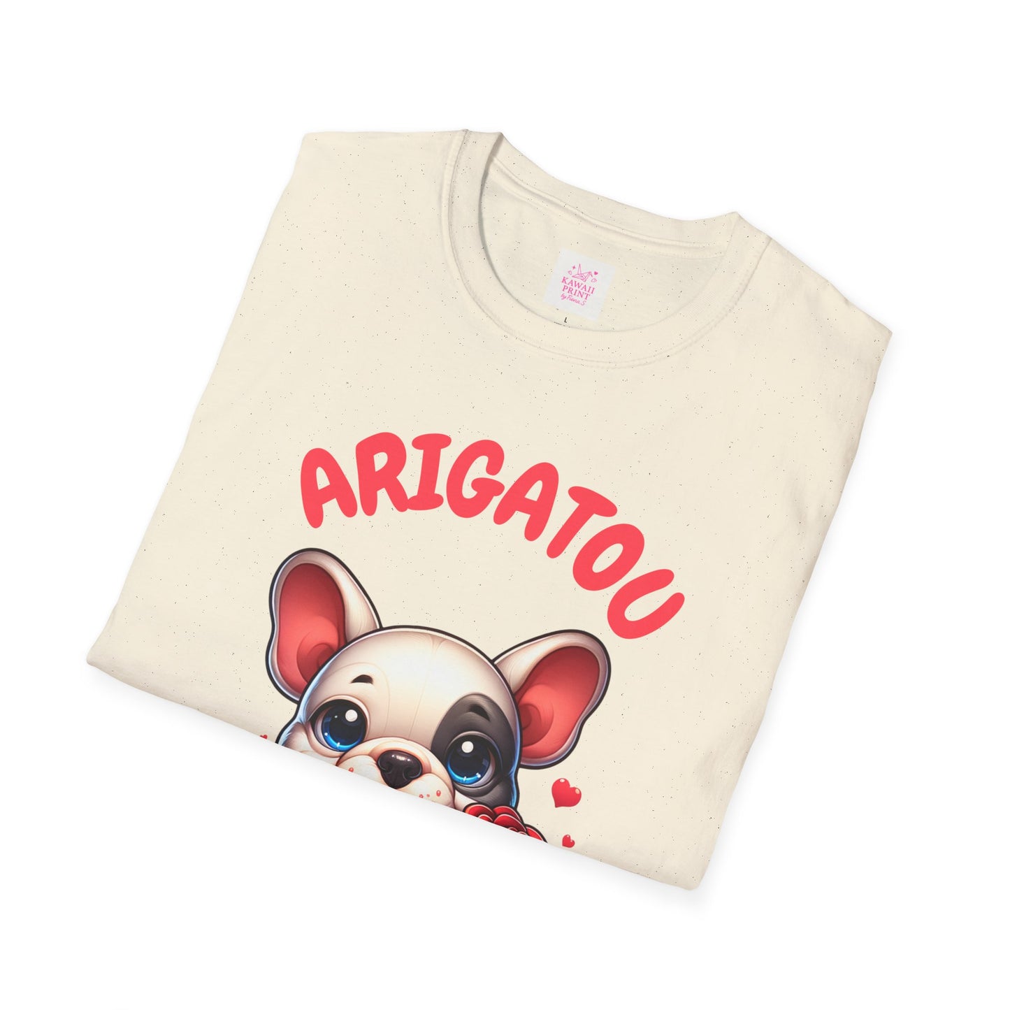 ARIGATOU French Bulldog Tee – Cute Thank You Dog with Rose