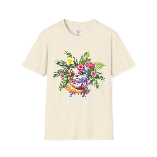 Hula Bulldog Tee Shirt, Cute Unisex Tee with Hawaiian Vibes, French Bulldog Graphic