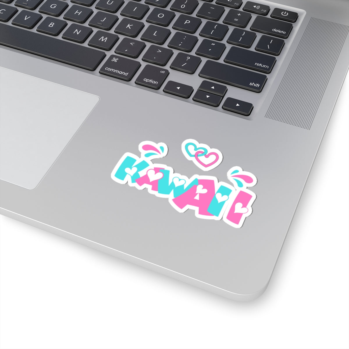 KAWAII Pop Letter Sticker – Cute Pink & Aqua Kiss-Cut Vinyl Decal with Hearts