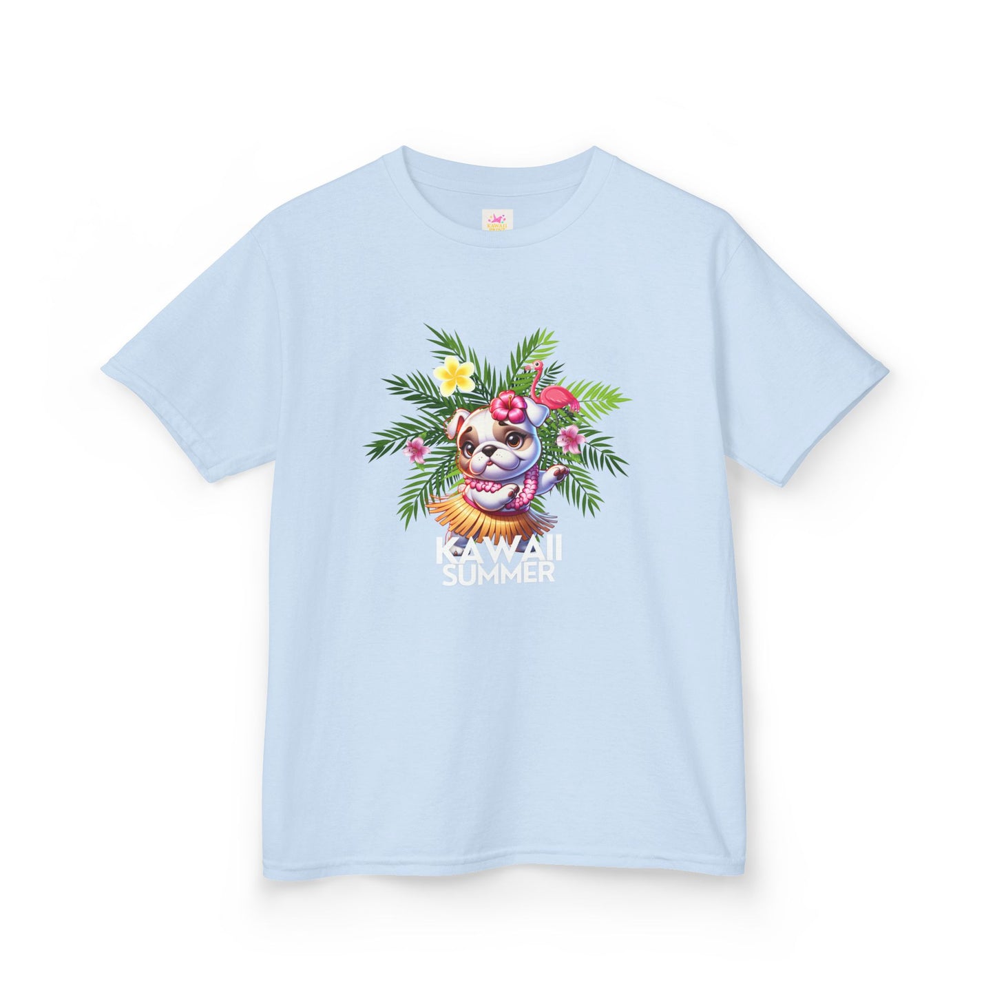 Hula Bulldog Kids Tee Shirt,  Cute Hawaiian Frenchie Tee for kids