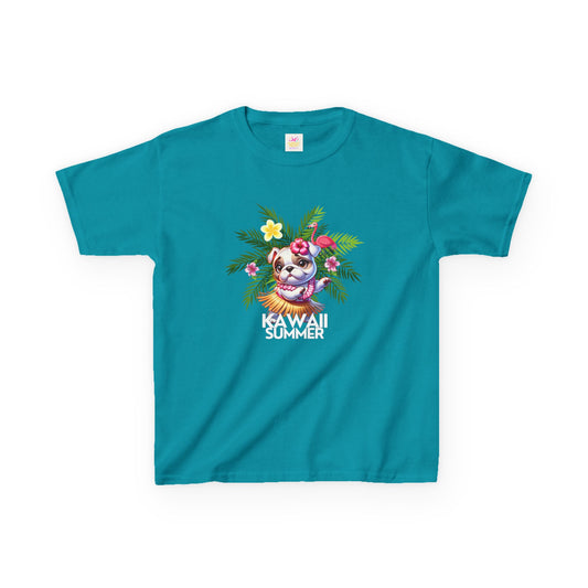 Hula Bulldog Kids Tee Shirt,  Cute Hawaiian Frenchie Tee for kids