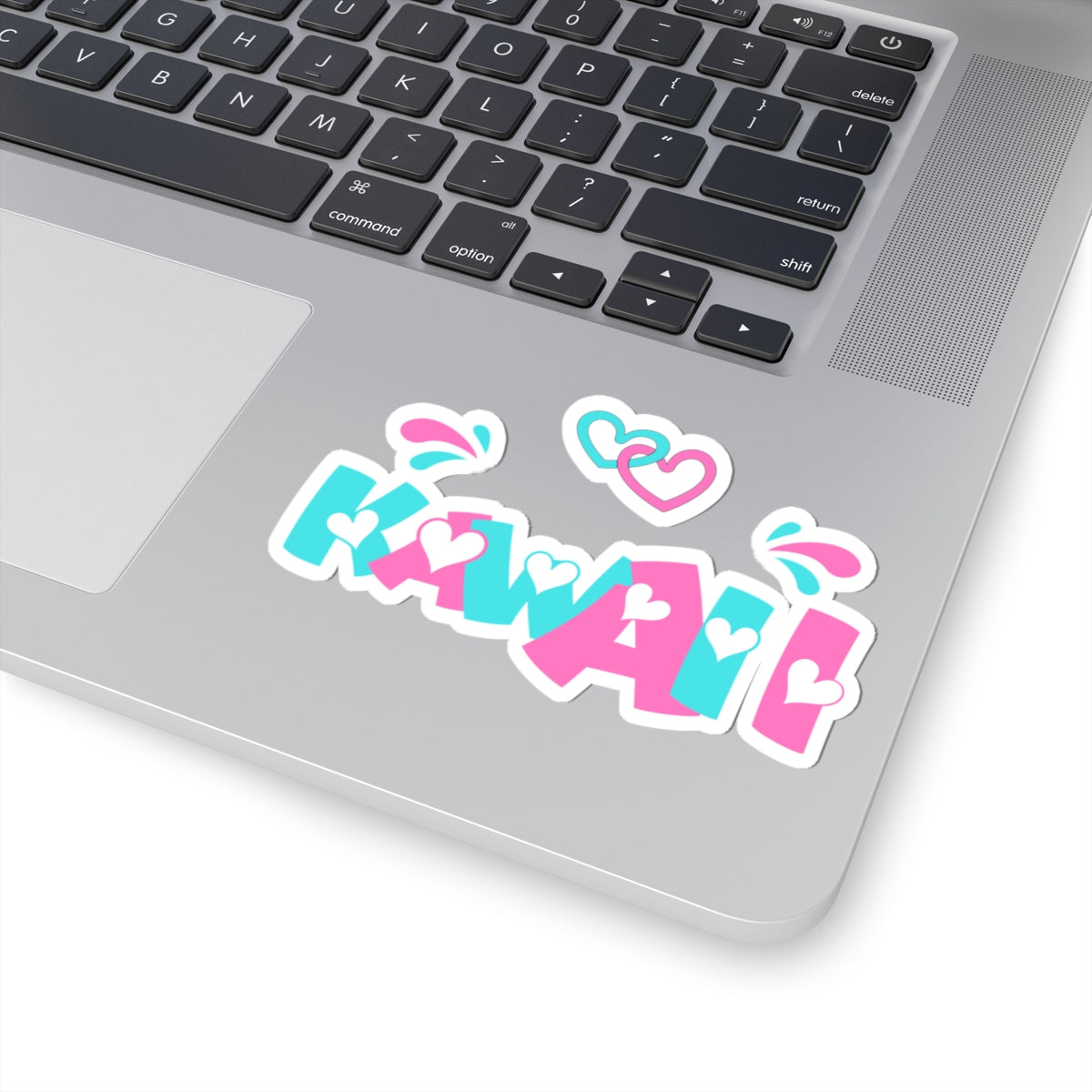 KAWAII Pop Letter Sticker – Cute Pink & Aqua Kiss-Cut Vinyl Decal with Hearts