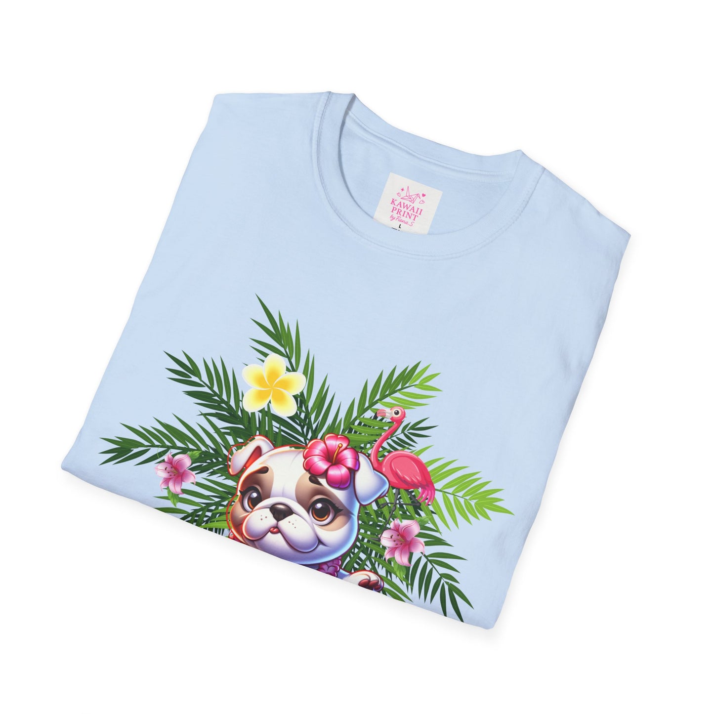 Hula Bulldog Tee Shirt, Cute Unisex Tee with Hawaiian Vibes, French Bulldog Graphic