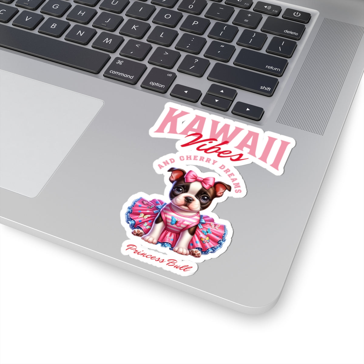Princess Bull Kiss-Cut Sticker – Kawaii French Bulldog Sticker, Cherry Dreams Aesthetic, Cute Dog Laptop Decal, Planner or Gift