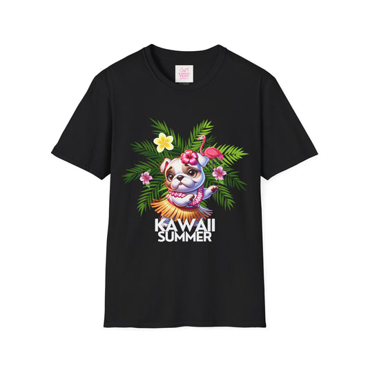 Hula Bulldog Tee Shirt, Cute Unisex Tee with Hawaiian Vibes, French Bulldog Graphic