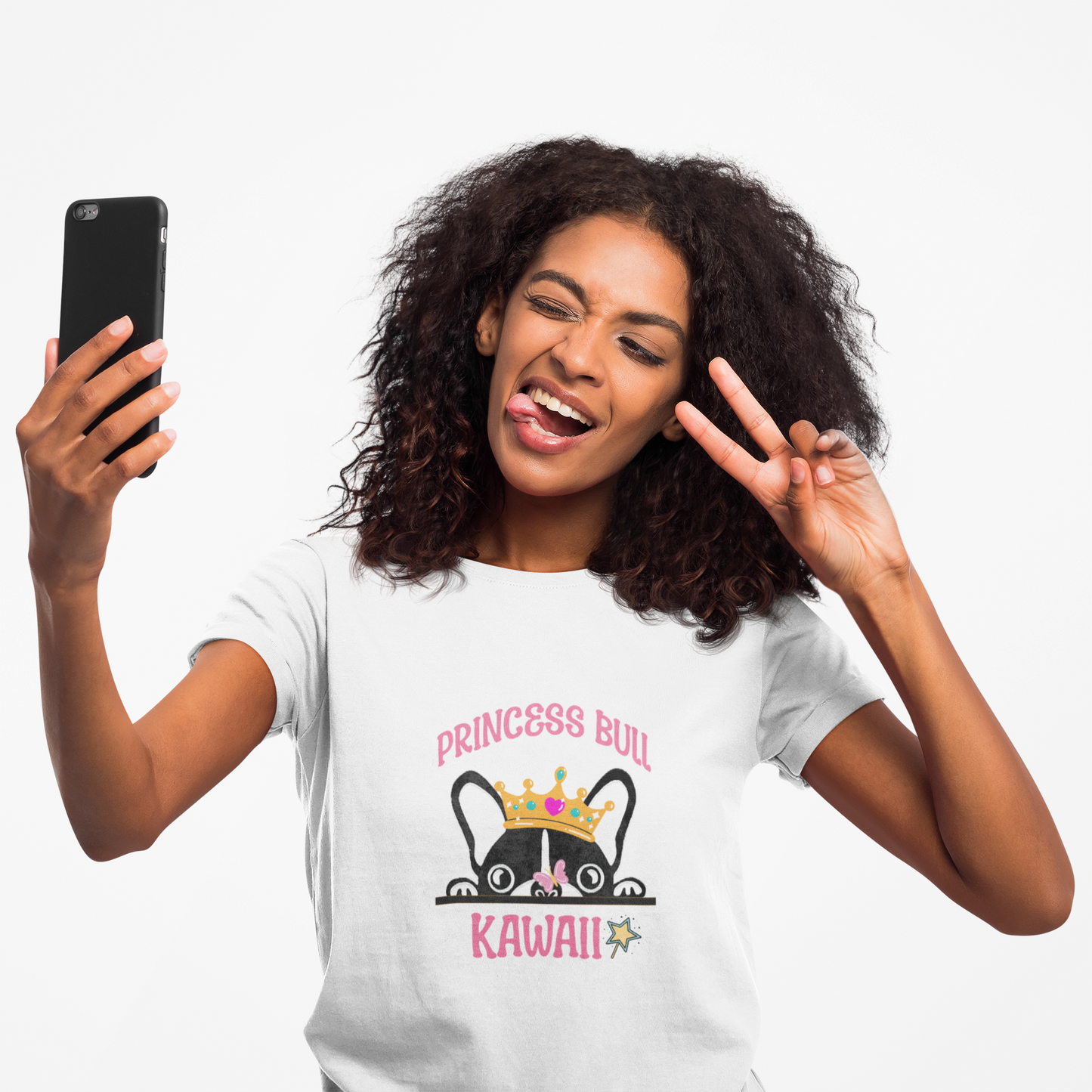 Princess Bull Kawaii T-Shirt (Bella+Canvas), French Bulldog with Crown | Pastel Colors | Cute Japanese-Inspired Design