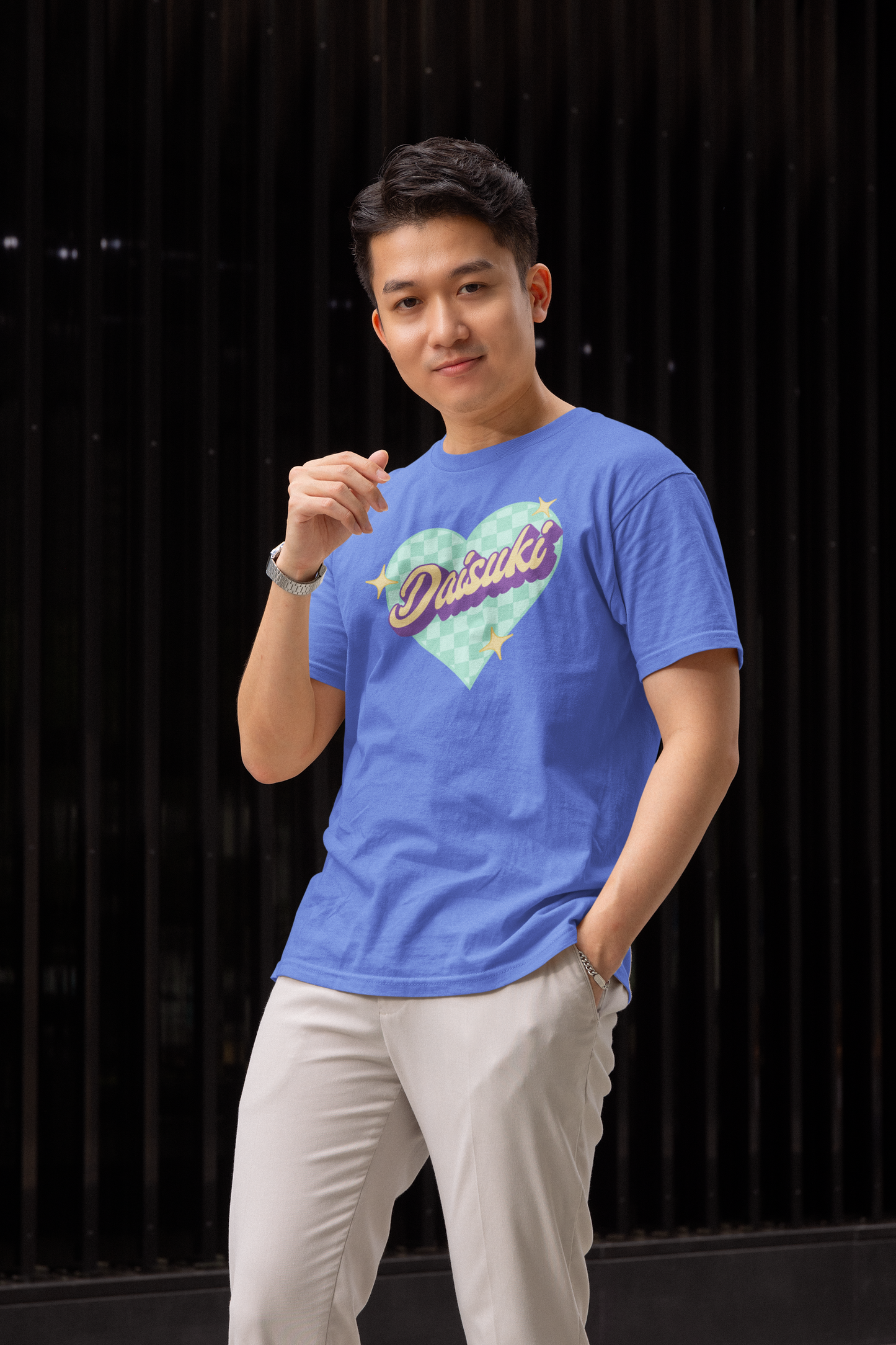 Daisuki ❤️ Checkered Heart Tee (Bella+Canvas 3001), Kawaii Japanese Aesthetic