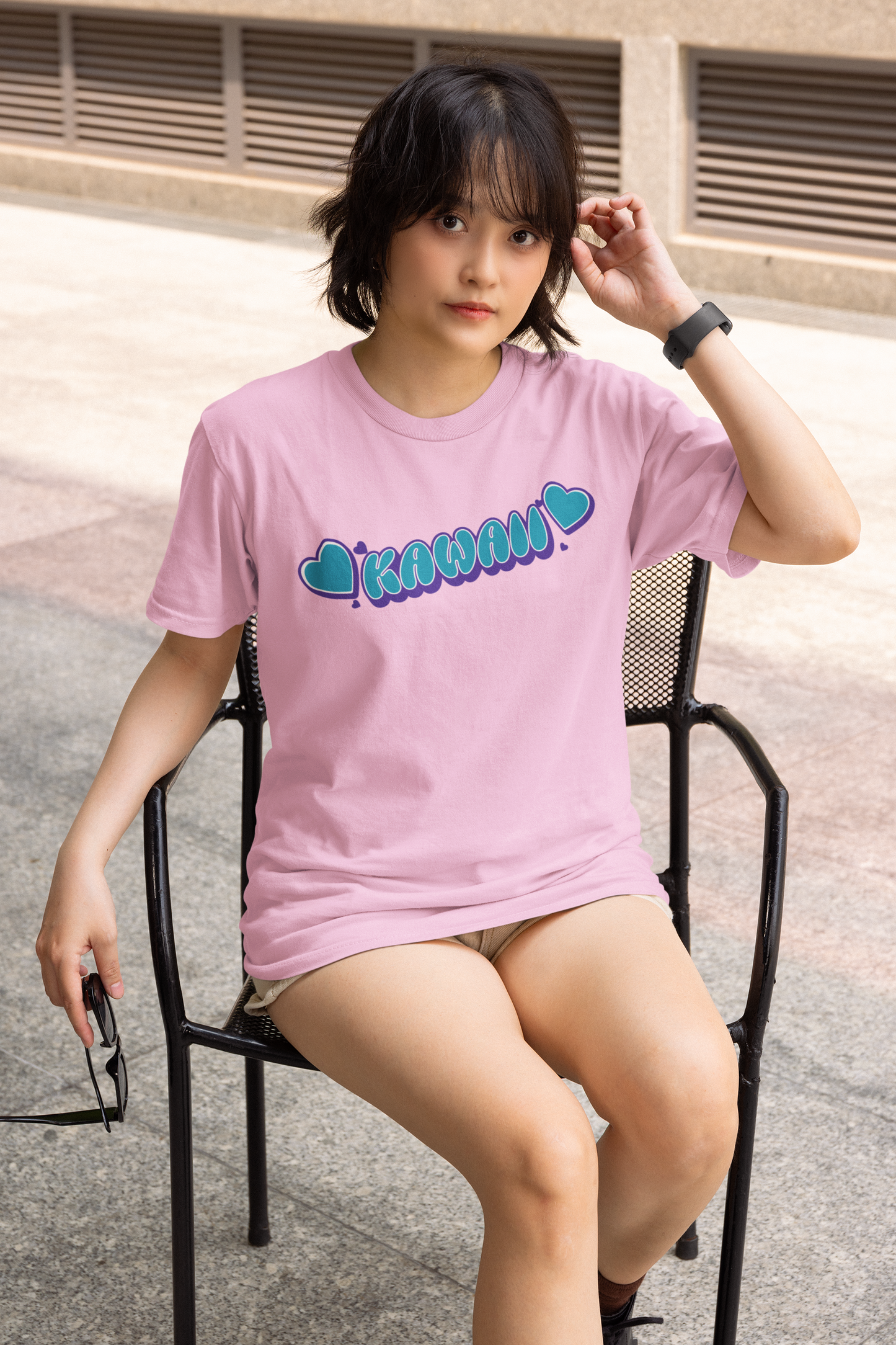 🎀KAWAII Retro Bubble Letter T-Shirt (Bella+Canvas 3001), Cute Pop Every Day Casual Wear