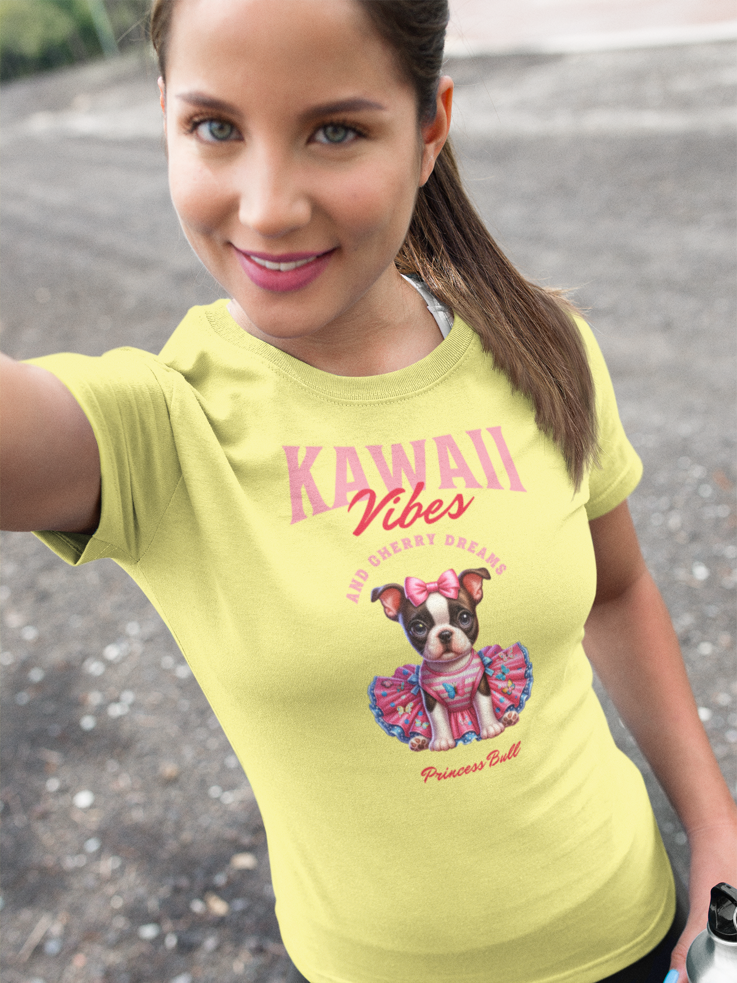 Princess Bull Kawaii Tee – Cherry Dreams & Frenchie Vibes