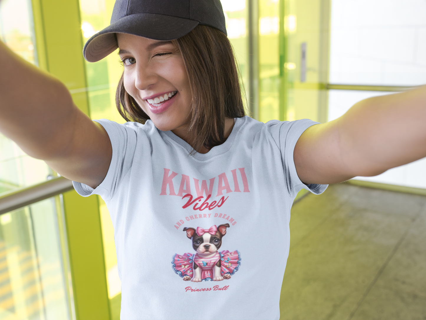 Princess Bull Kawaii Tee – Cherry Dreams & Frenchie Vibes