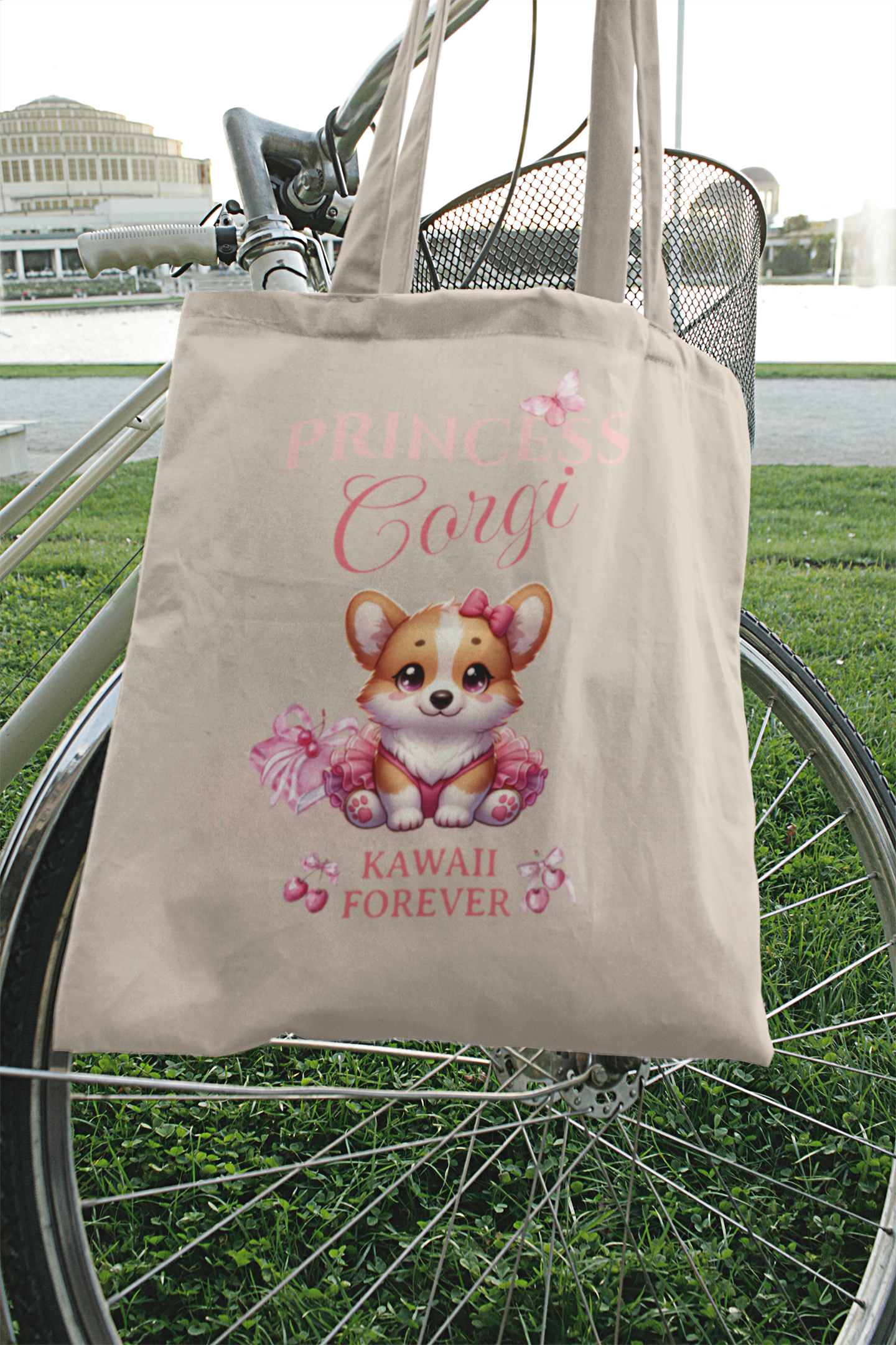 Kawaii Princess Corgi Tote Bag - Cute Canvas Bag for Pet Lovers