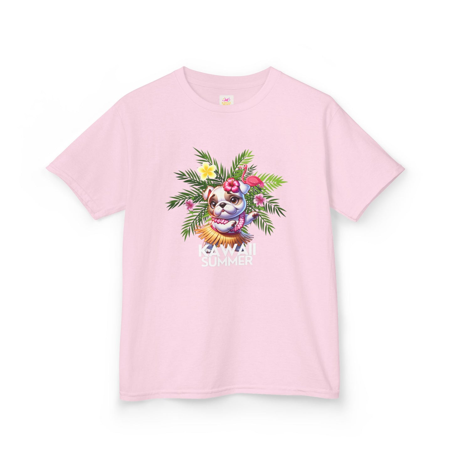 Hula Bulldog Kids Tee Shirt,  Cute Hawaiian Frenchie Tee for kids
