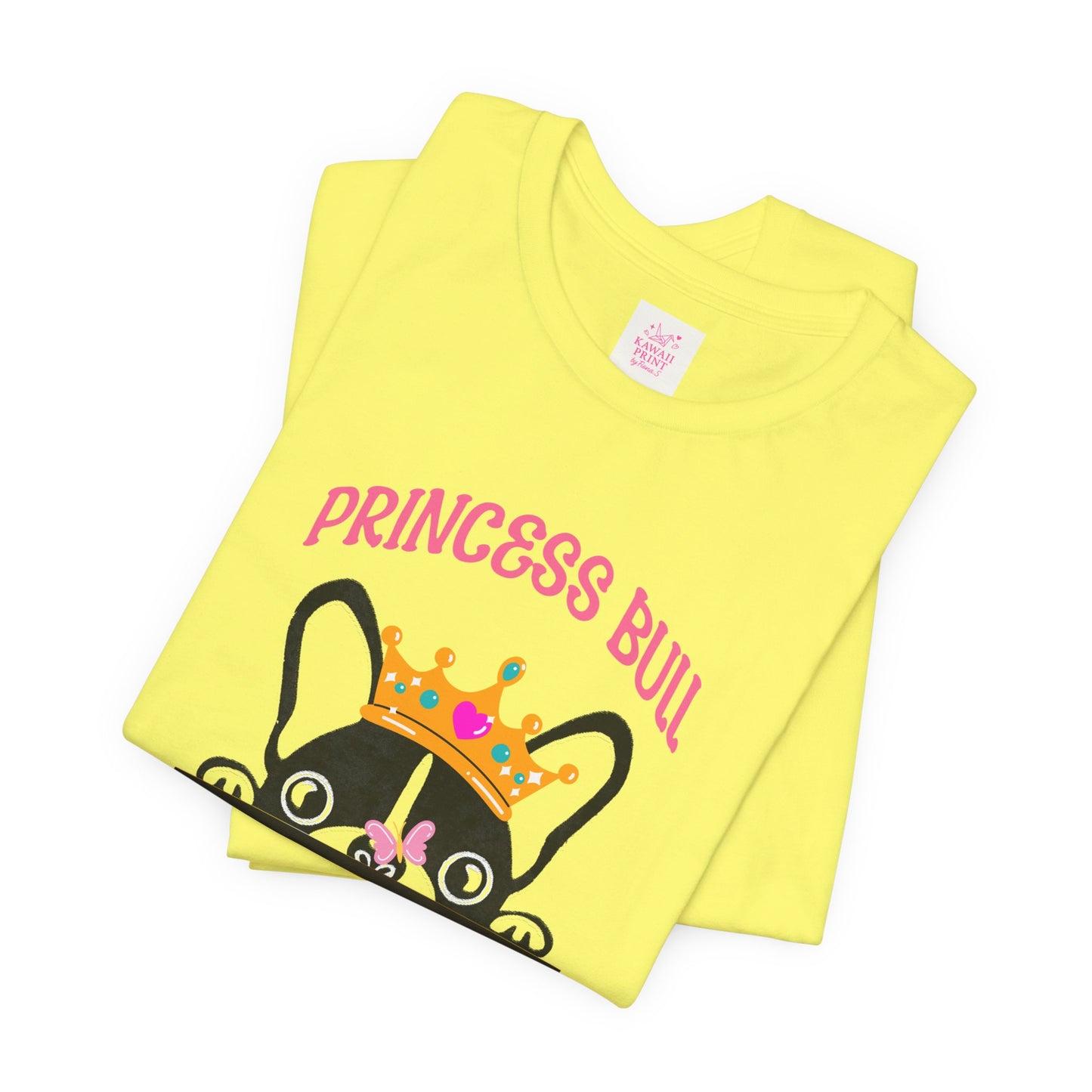 Princess Bull Kawaii T-Shirt (Bella+Canvas), French Bulldog with Crown | Pastel Colors | Cute Japanese-Inspired Design