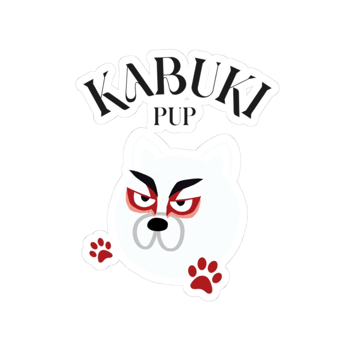 Kabuki Pup Kiss-Cut Sticker – Kawaii Kabuki Dog Face