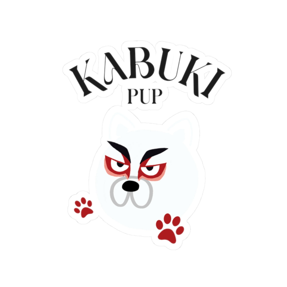 Kabuki Pup Kiss-Cut Sticker – Kawaii Kabuki Dog Face