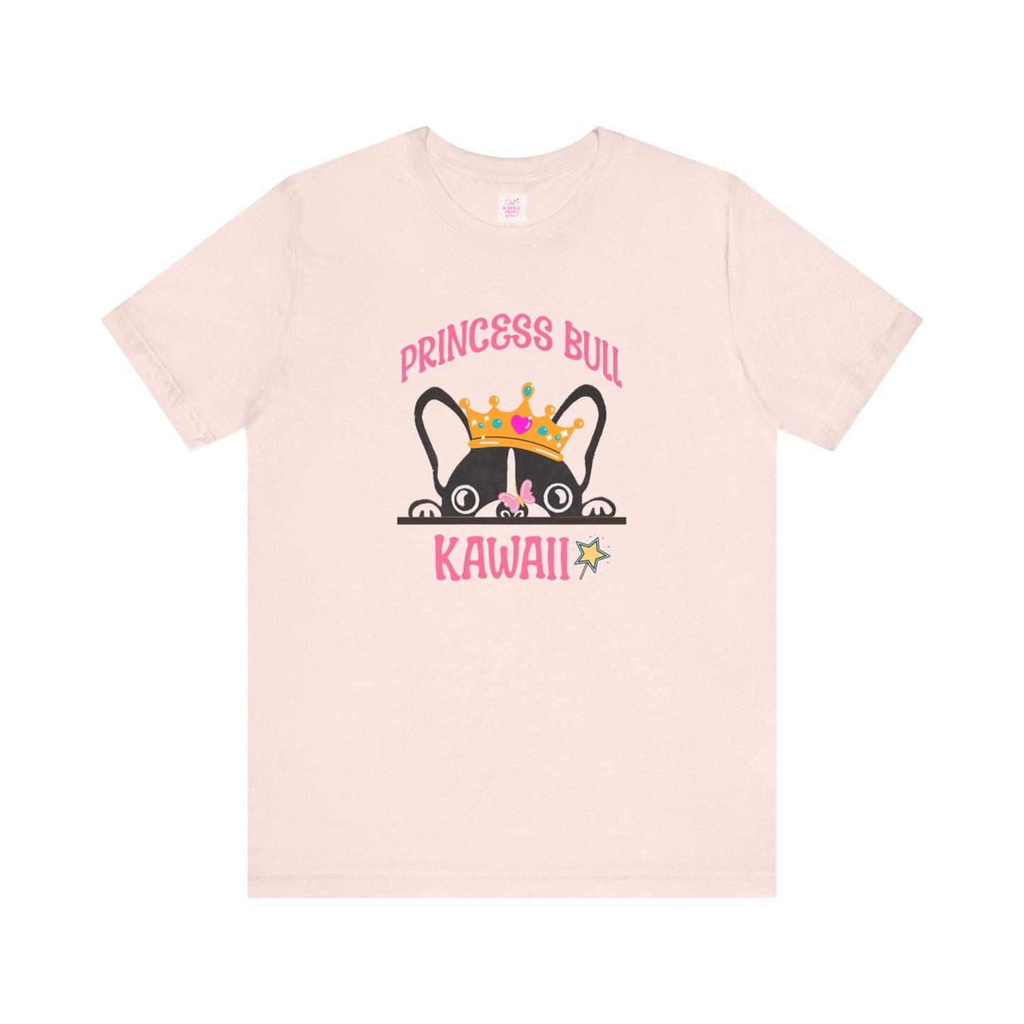 Princess Bull Kawaii T-Shirt (Bella+Canvas), French Bulldog with Crown | Pastel Colors | Cute Japanese-Inspired Design