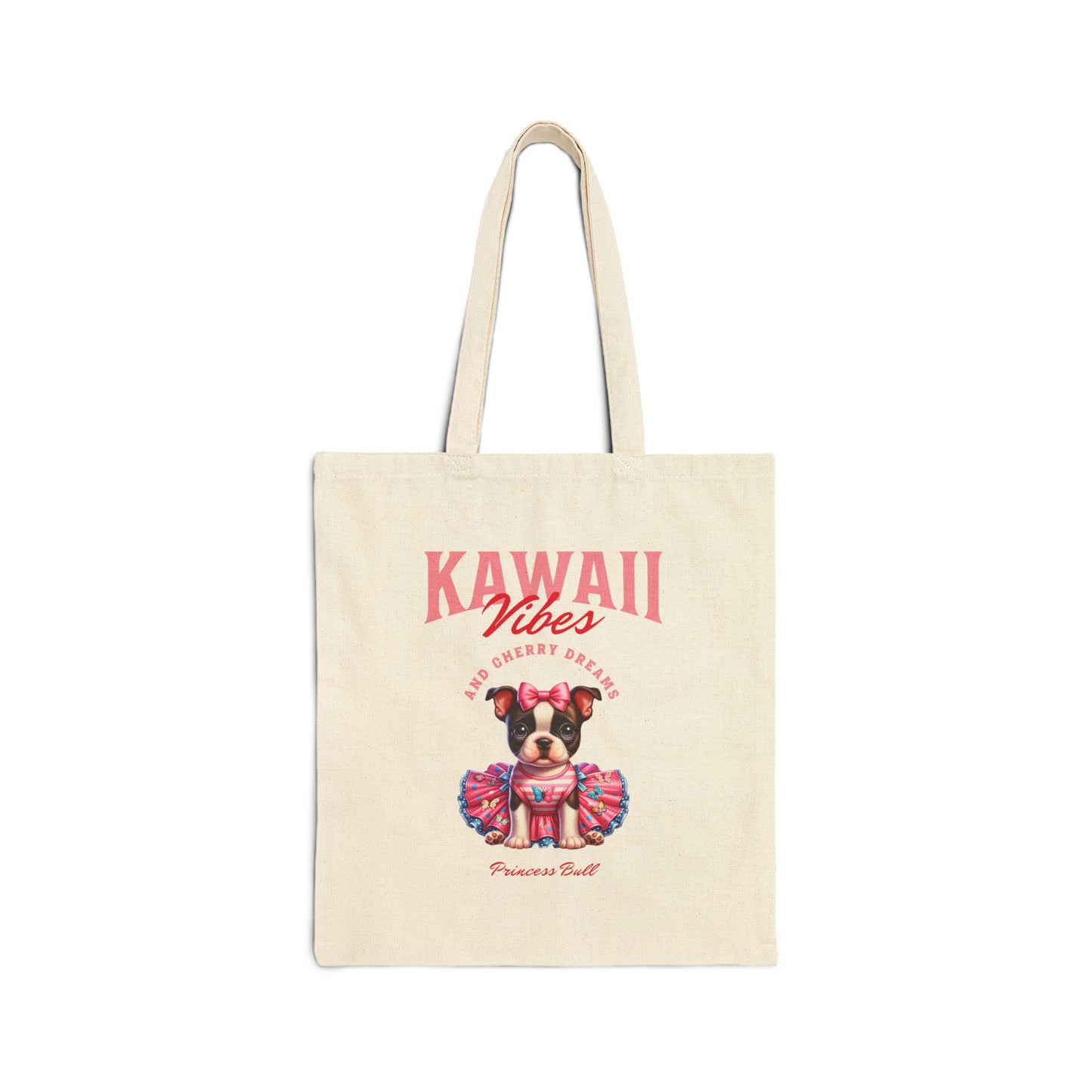 Princess Bull Cotton Canvas Tote Bag, Kawaii French Bulldog