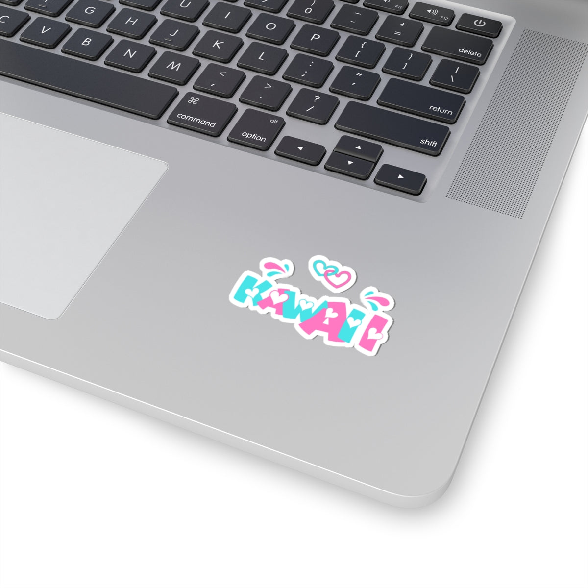 KAWAII Pop Letter Sticker – Cute Pink & Aqua Kiss-Cut Vinyl Decal with Hearts