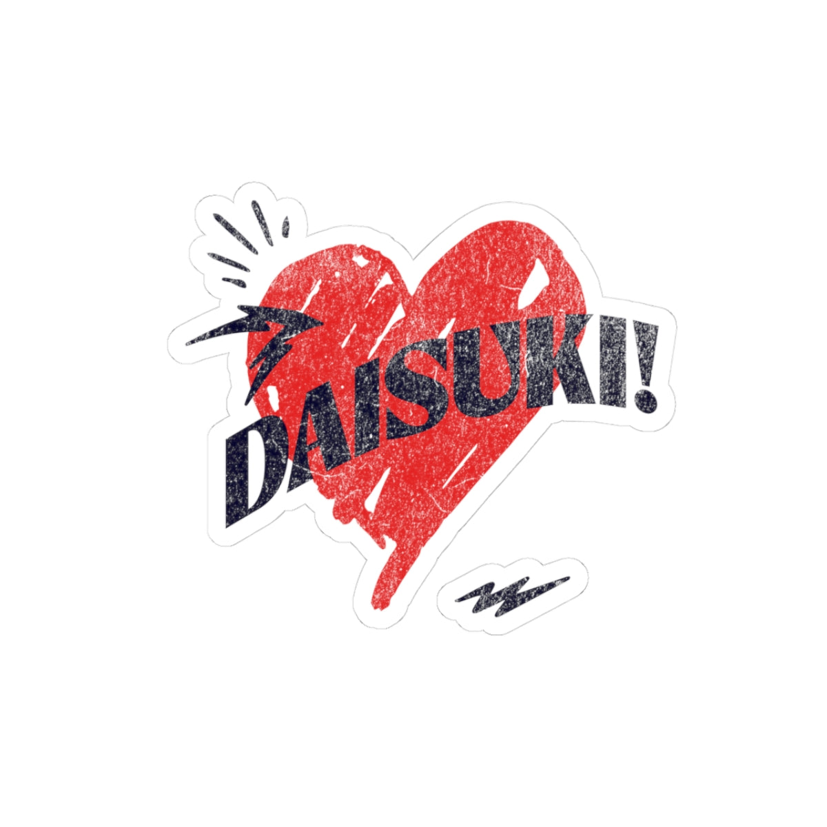”Daisuki!” Heart Kiss-Cut Stickers - Express Your Love and Affection“ Japanese Pop Art Heart Design (2in / 3in / 4in)