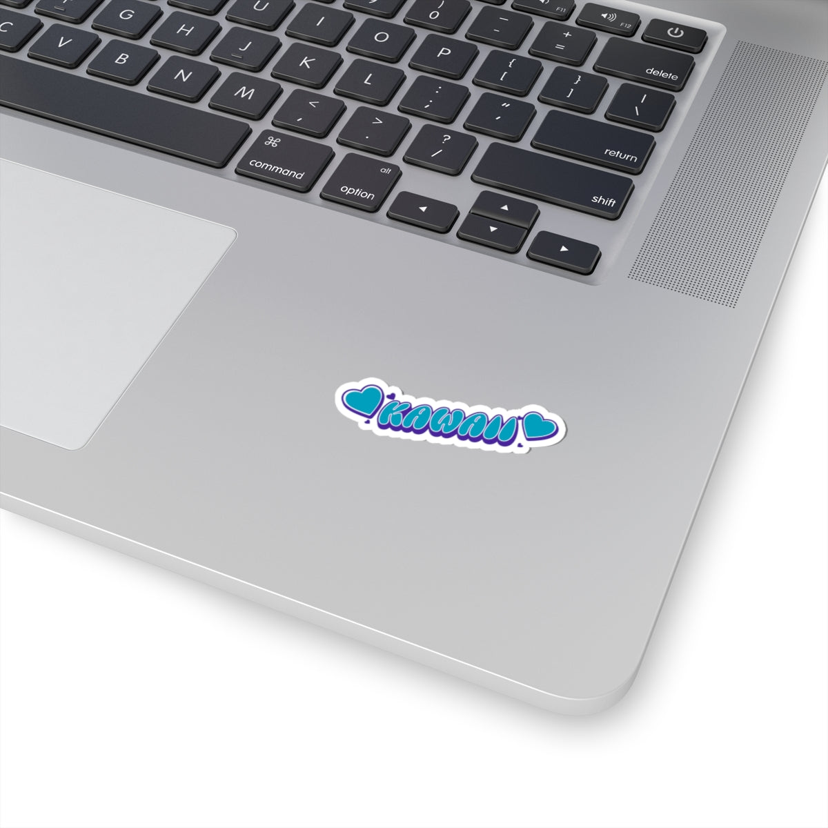 KAWAII Blue Heart Sticker – Bubble Letter Kiss-Cut Vinyl Decal for Laptops, Journals, and Water Bottles