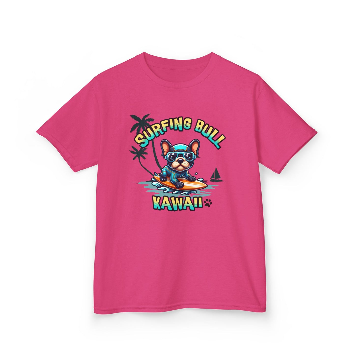 Surfing Bull Kids Tee,   Fun Summer Shirt, Kids Outdoor Apparel, Kawaii Tees, Gift for Beach Lovers, Stylish Youth T Shirt