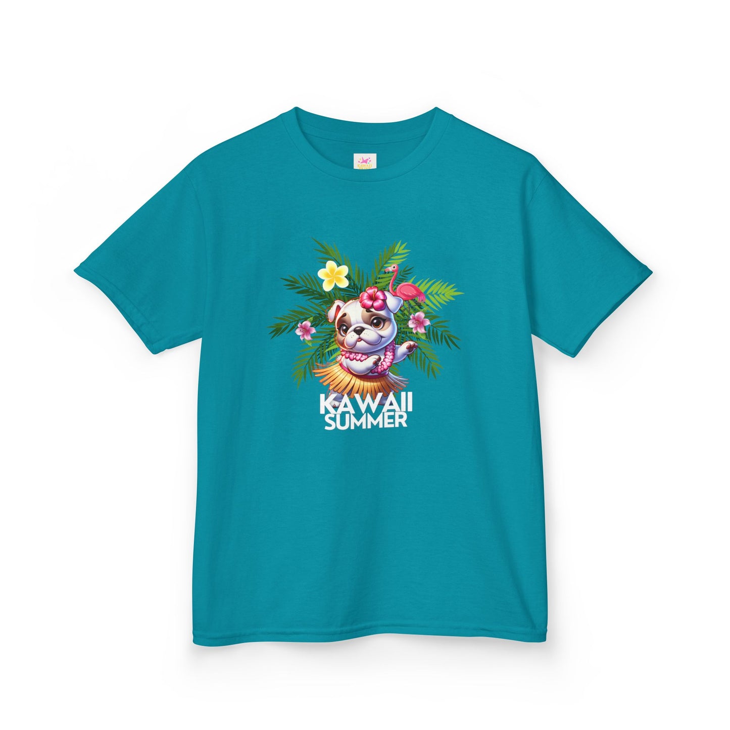 Hula Bulldog Kids Tee Shirt,  Cute Hawaiian Frenchie Tee for kids