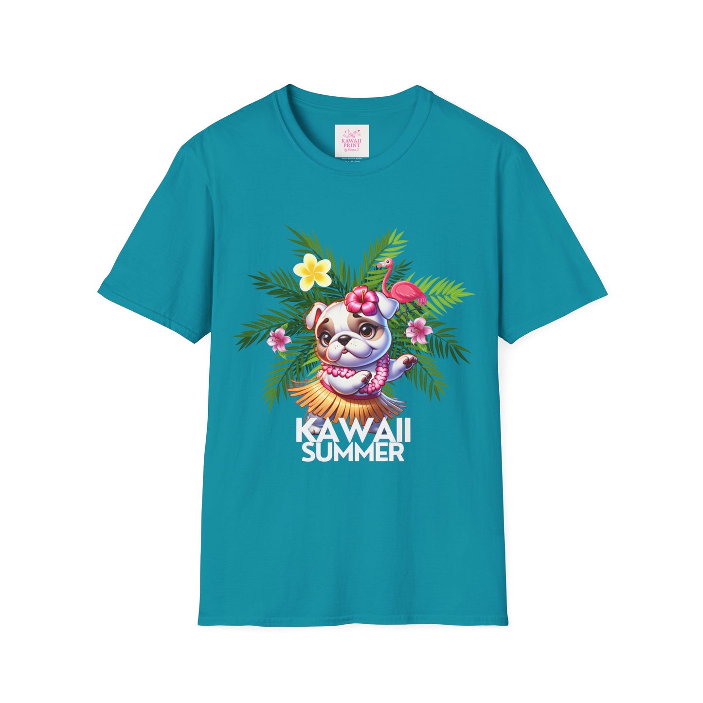 Hula Bulldog Tee Shirt, Cute Unisex Tee with Hawaiian Vibes, French Bulldog Graphic